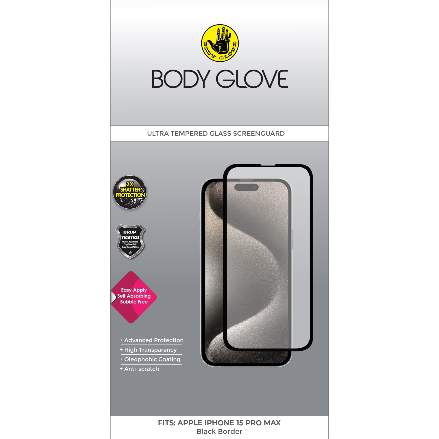Body Glove Ultra Tempered Glass Screen Protector - Apple iPhone 15 Pro Max
