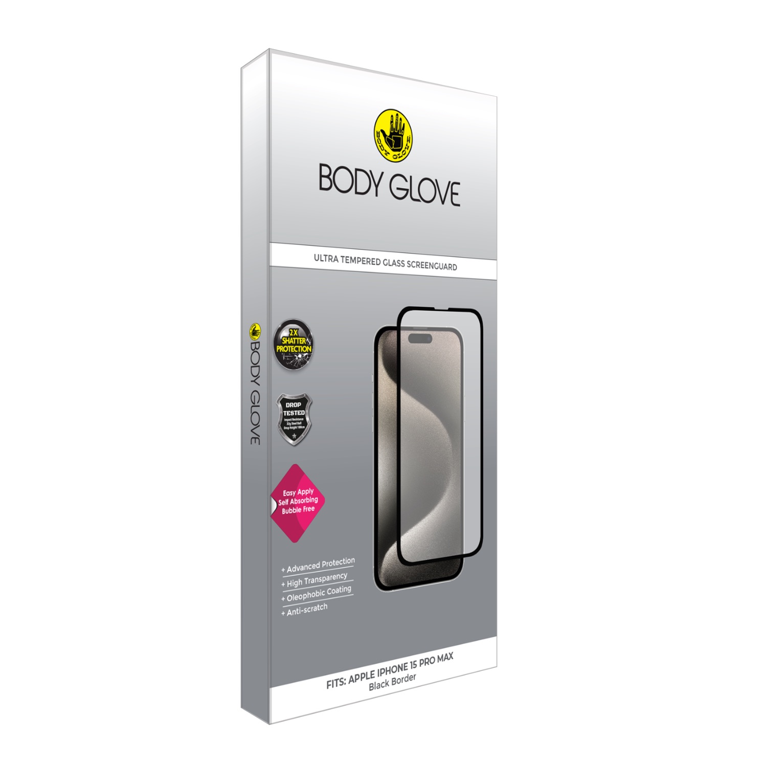 Body Glove Ultra Tempered Glass Screen Protector - Apple iPhone 15 Pro Max - Image 3