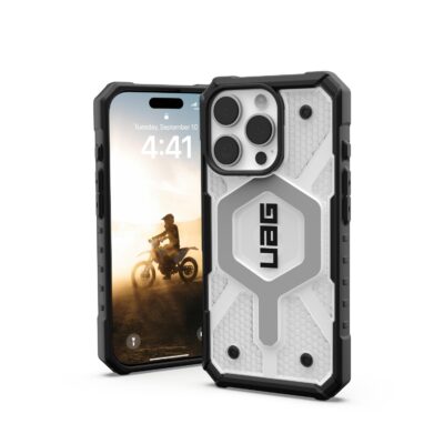 UAG Pathfinder Clear Magsafe Case - Apple iPhone 16 Pro - Ice & Silver