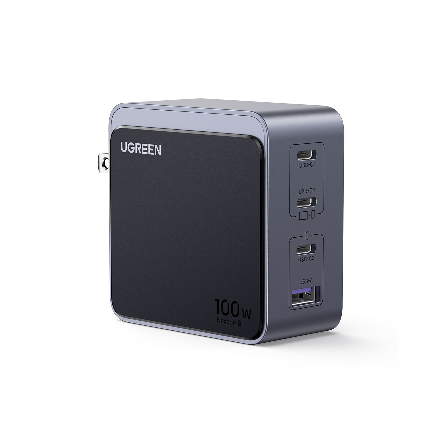 UGREEN Nexode 4 Port PD/USB Wall Charger 100W - Grey & Black - Image 2