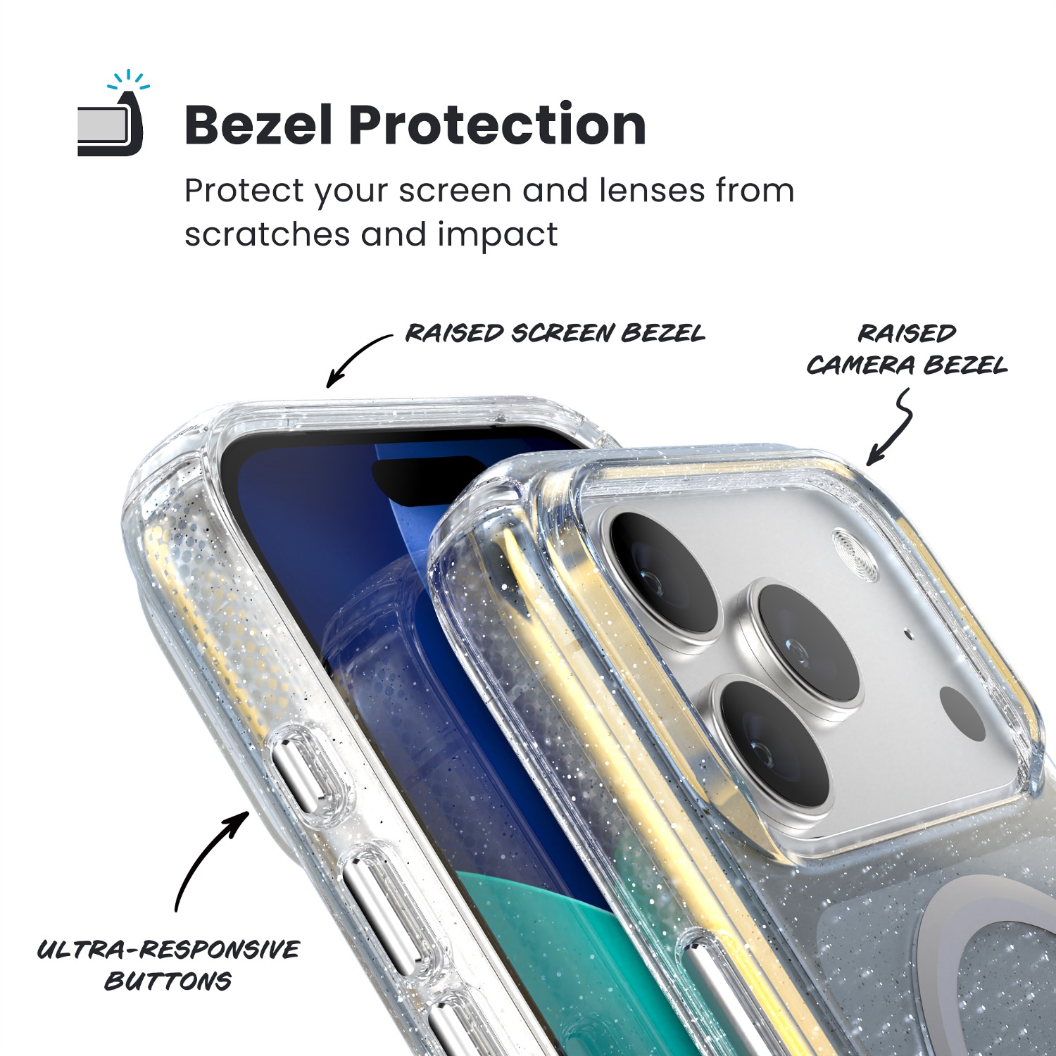 Speck Presidio Lux MagSafe Case - Apple iPhone 17 Pro Max - Silver Glitter - Image 9