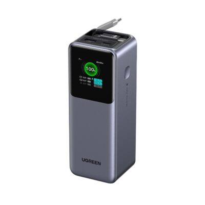 UGREEN Power Bank With Retractable Cable 165W - Grey