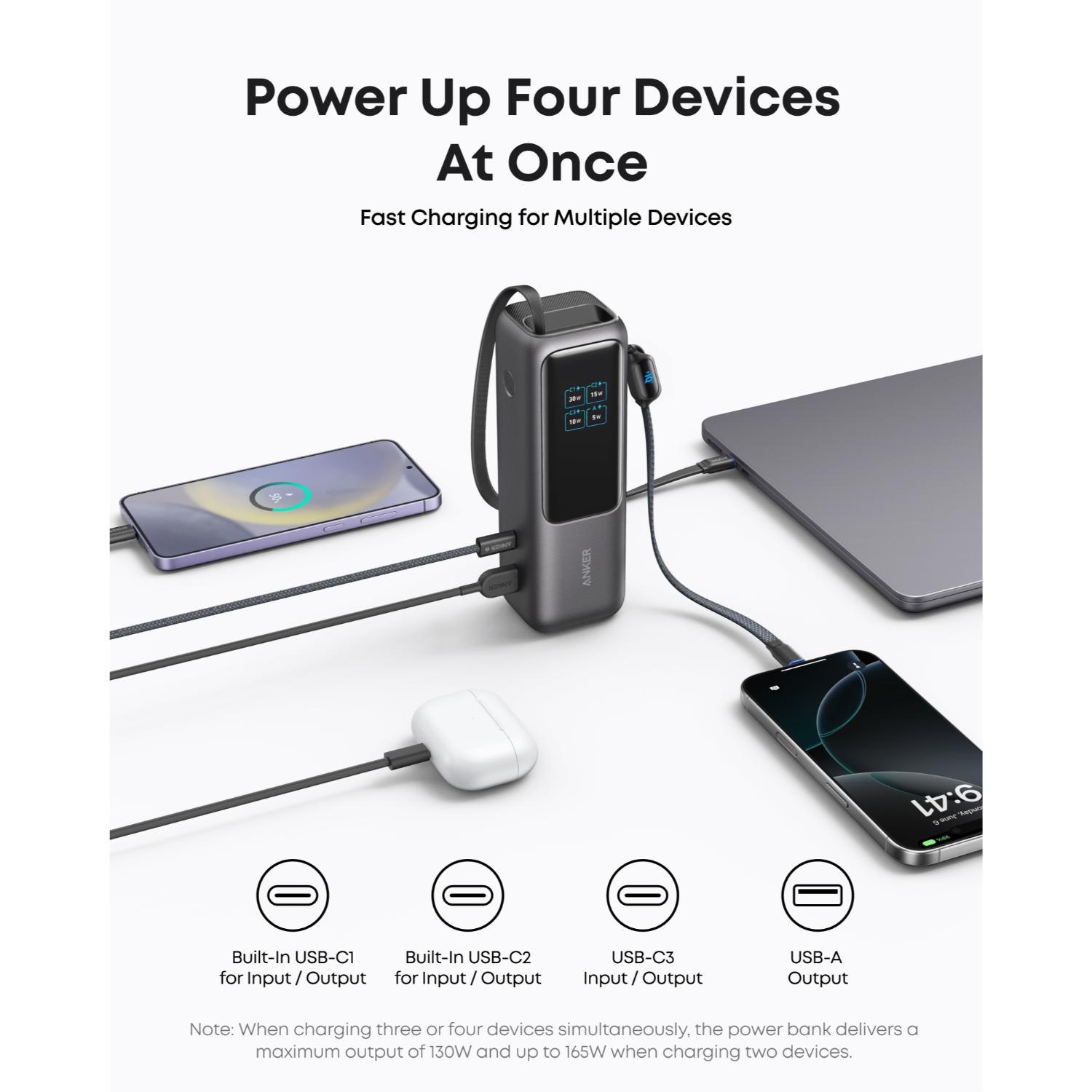 Anker Laptop Power Bank With Retractable Cables 20000mAh 165W - Dark Grey - Image 11
