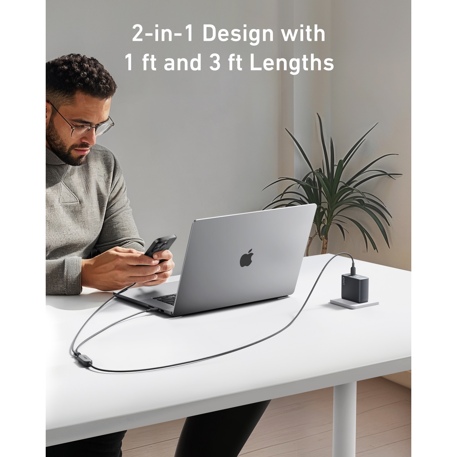 Anker 2-In-1 USB-C To USB-C Cable 140W 1.2M Cable - Black - Image 13