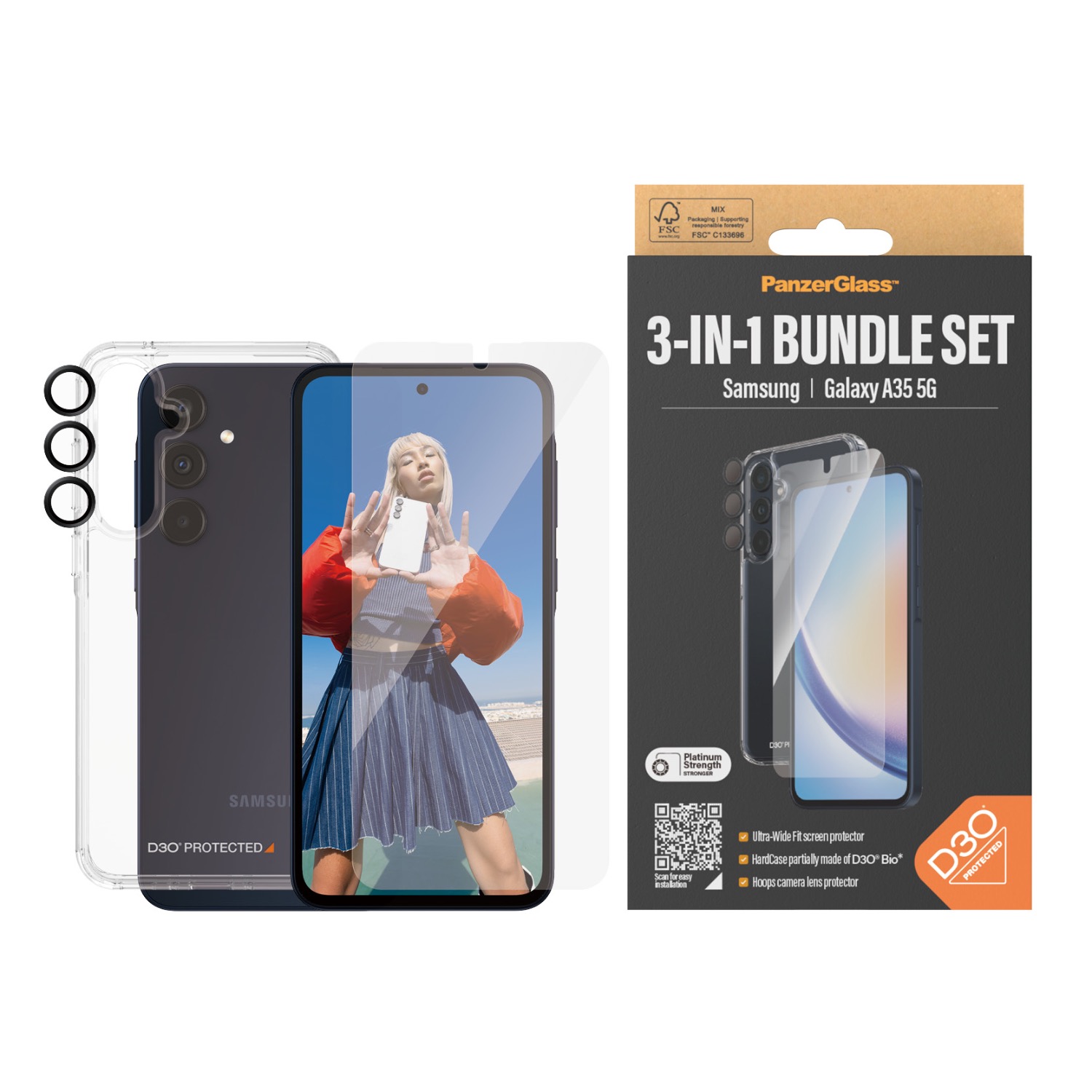 PanzerGlass 3-In-1 Protection Bundle - Samsung Galaxy A35 5G - Image 3