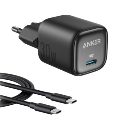 Anker Zolo 30W Compact USB C Charger With Cable - Black
