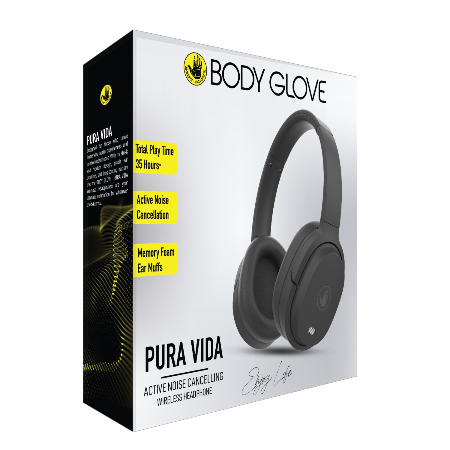 Body Glove PURA VIDA ANC Wireless Over-Ear Headphone - Black - Image 12