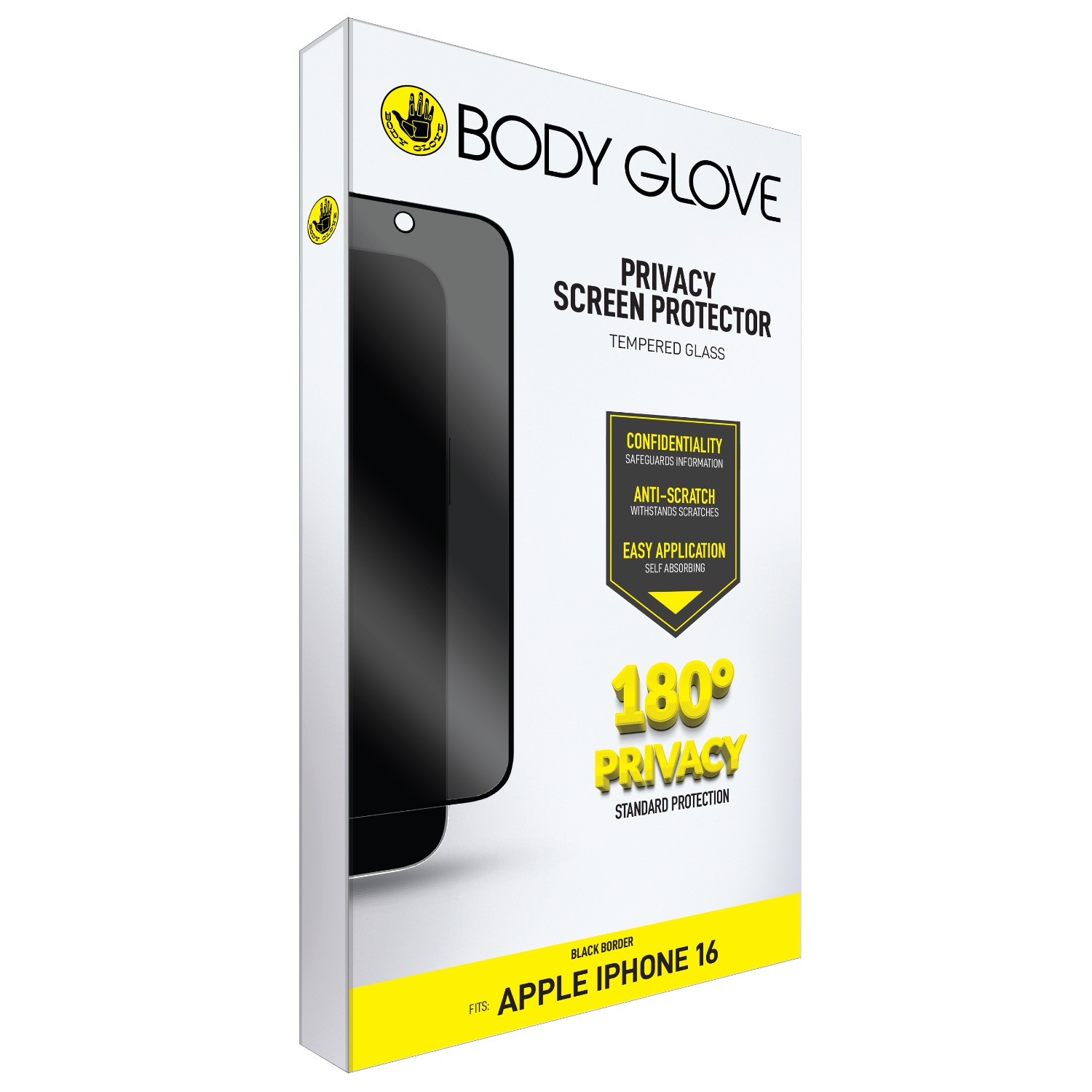 Body Glove Privacy Tempered Glass Screen Protector - Apple iPhone 16 / iPhone 15 - Black Border - Image 27