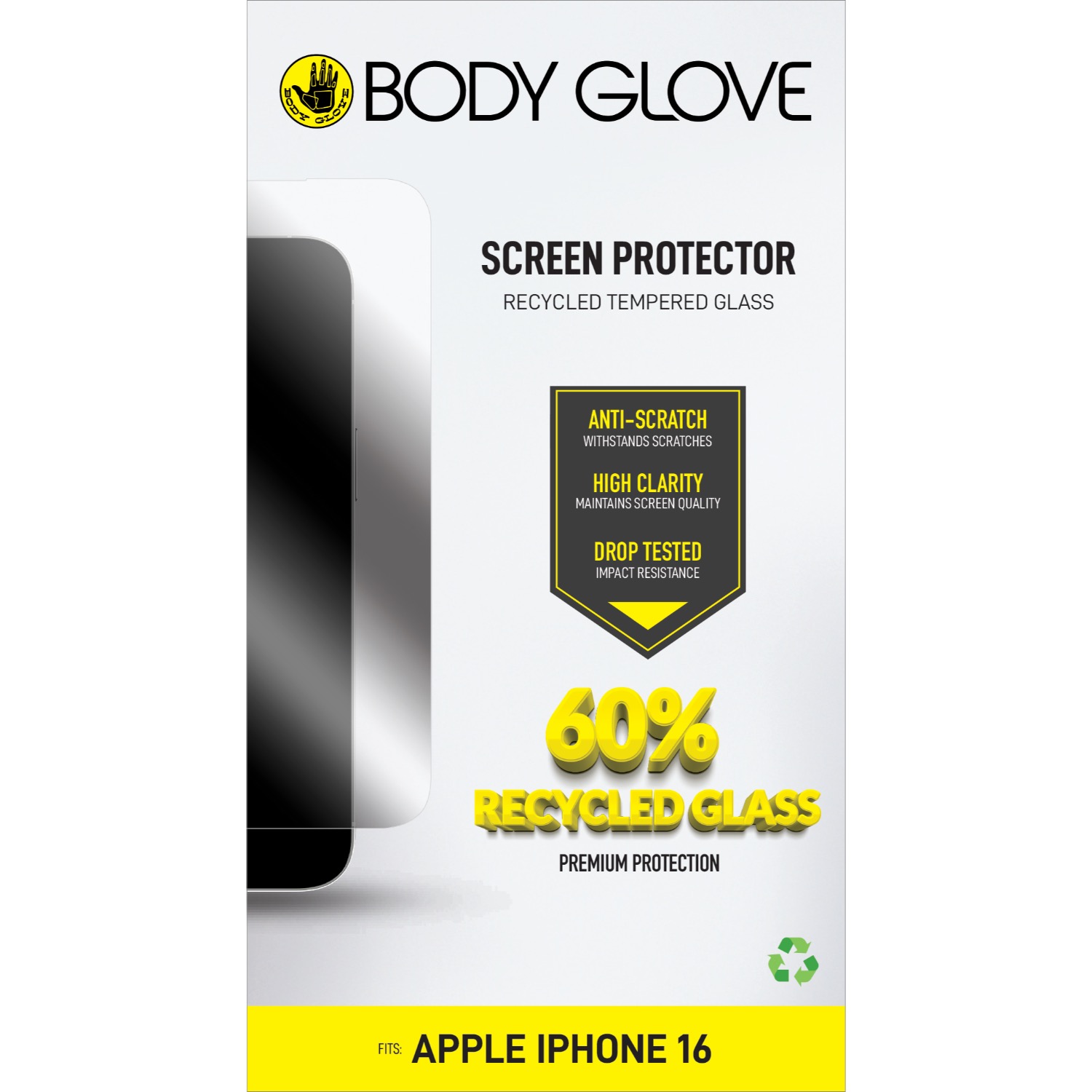 Body Glove Recycled Tempered Glass Screen Protector - Apple iPhone 16 / iPhone 15 - Clear - Image 5