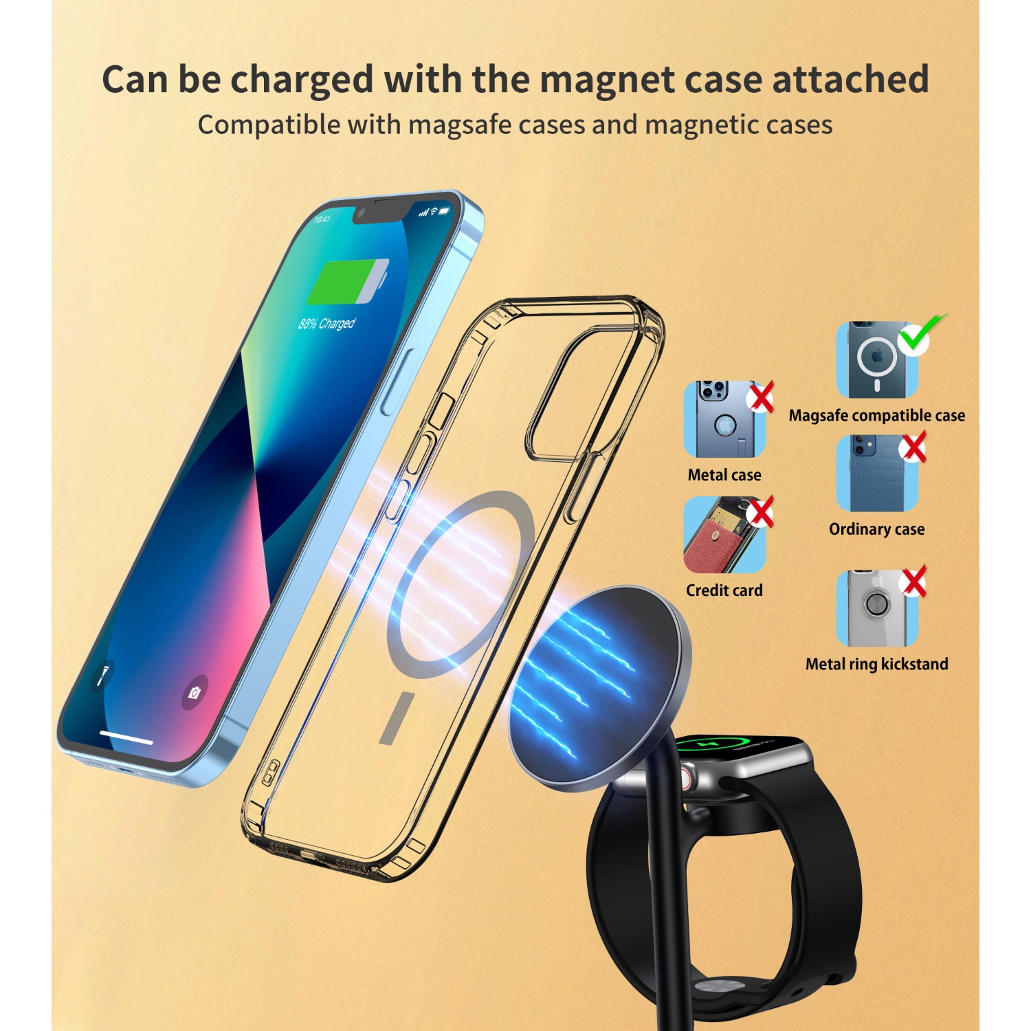 Choetech Fast Wireless 3 In 1 Magnetic Charging Stand T585-F 15W - Black - Image 14
