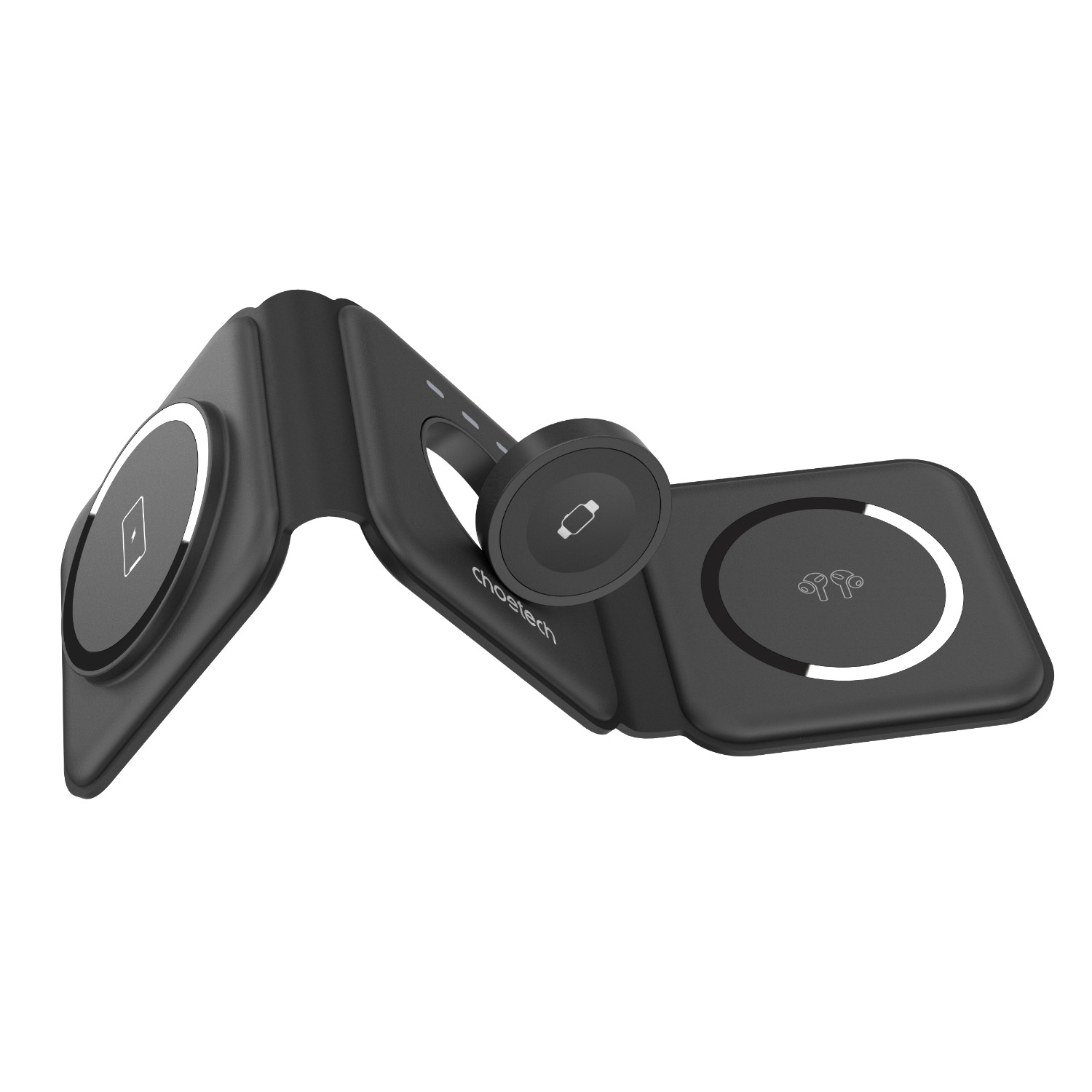 Choetech Foldable 3-in-1 Magnetic Wireless Travel Charger T588-F 15W - Black - Image 35