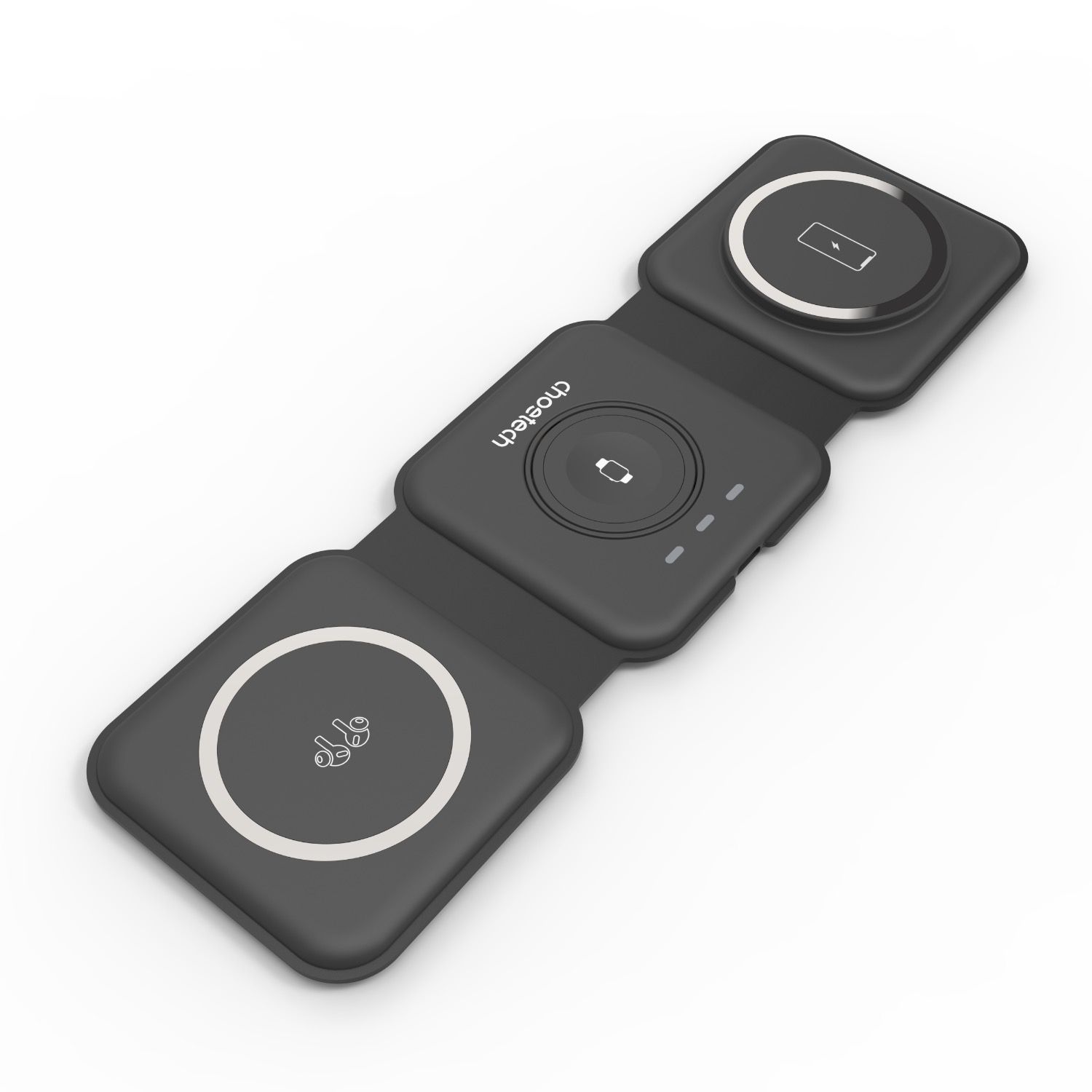 Choetech Foldable 3-in-1 Magnetic Wireless Travel Charger T588-F 15W - Black - Image 5
