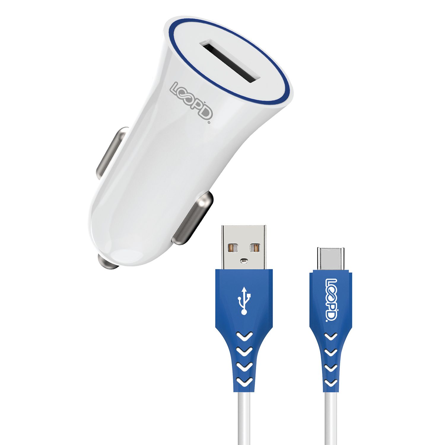 LOOP'D USB Port Car Charger With Type-C Cable - 10.5W - Image 2