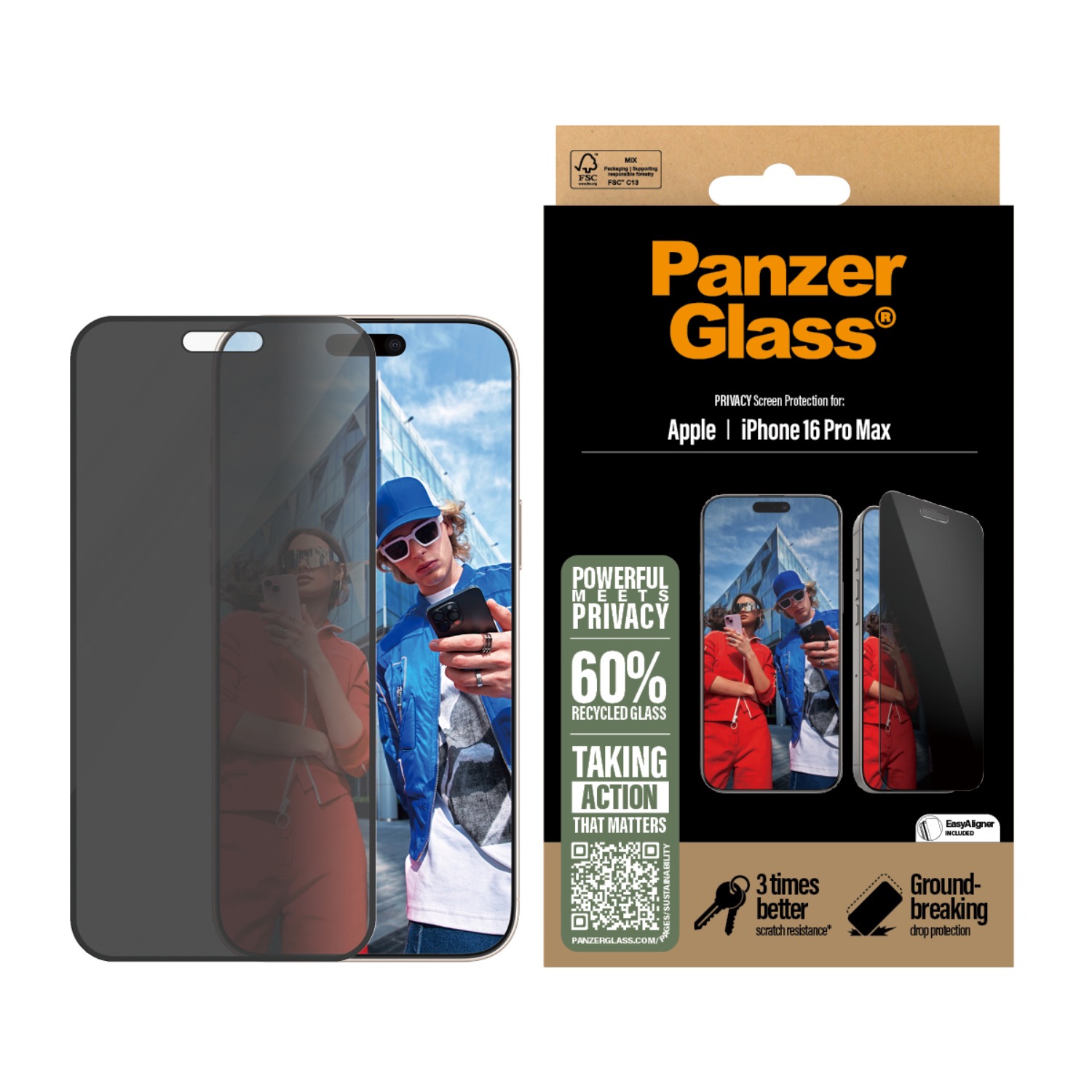PanzerGlass Privacy Screen Protector Ultra Wide Fit - Apple iPhone 16 Pro Max - Black - Image 7