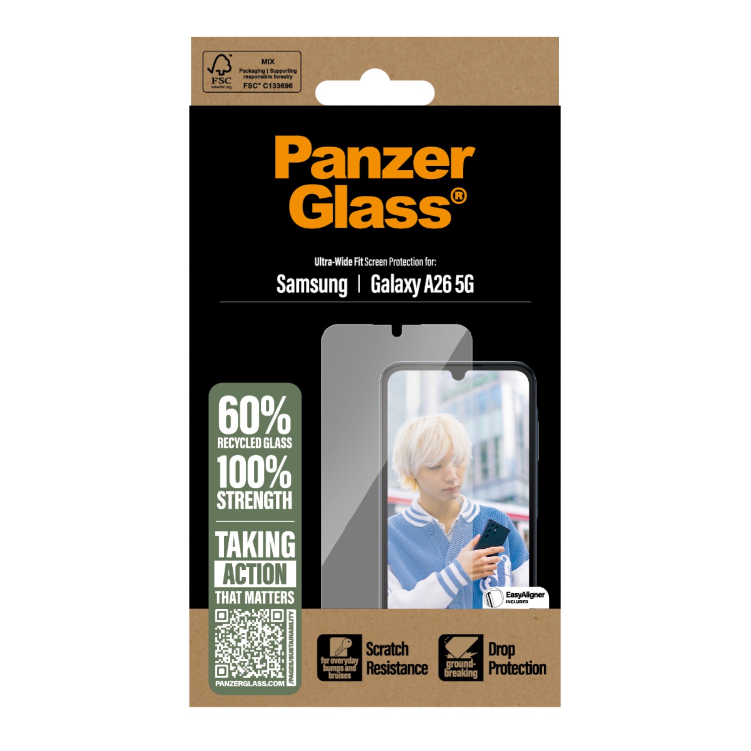 PanzerGlass Screen Protector Ultra Wide Fit With EasyAligner - Samsung Galaxy A26 - Clear - Image 6