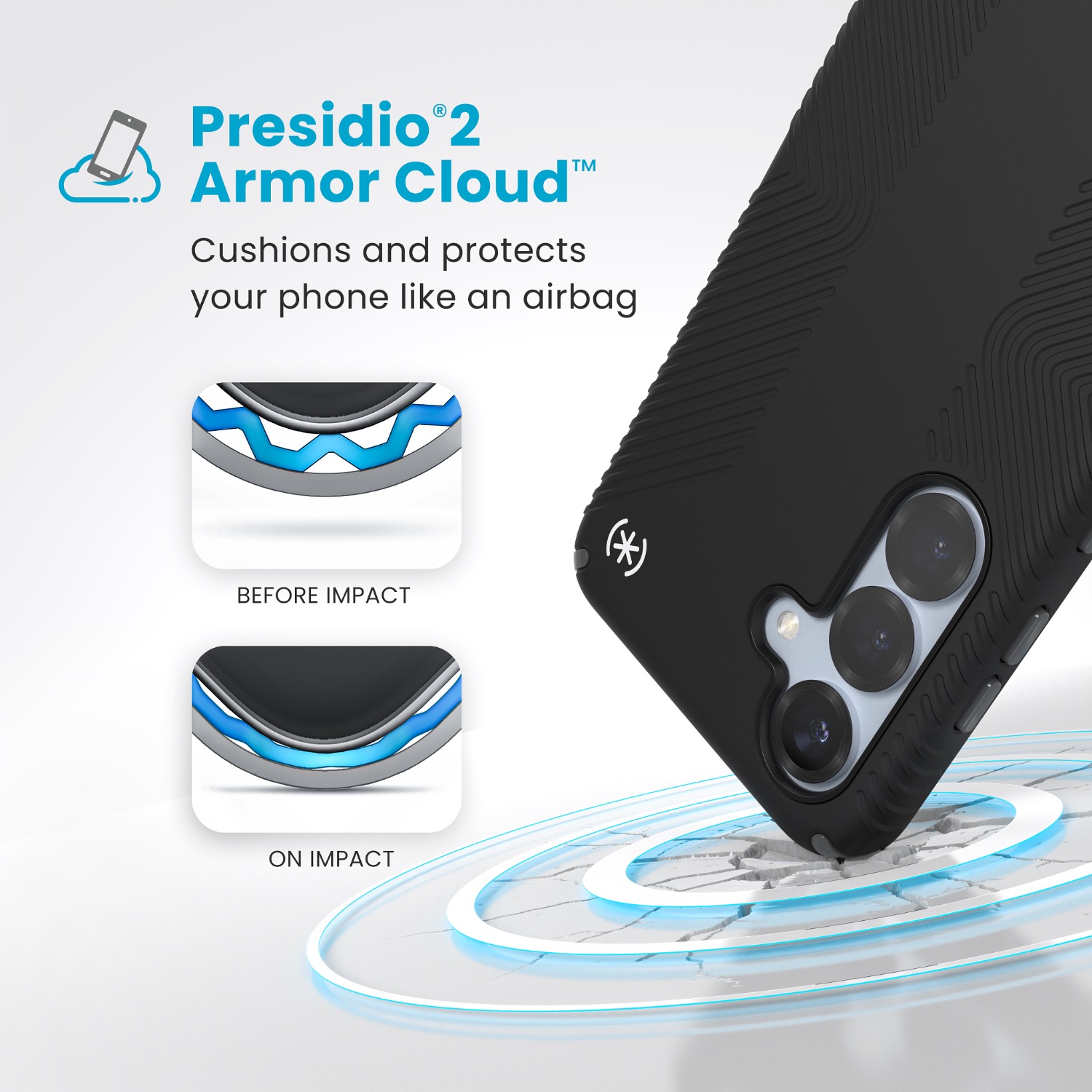 Speck Presidio2 Grip Case - Samsung Galaxy S25 - Black & Slate Grey - Image 43
