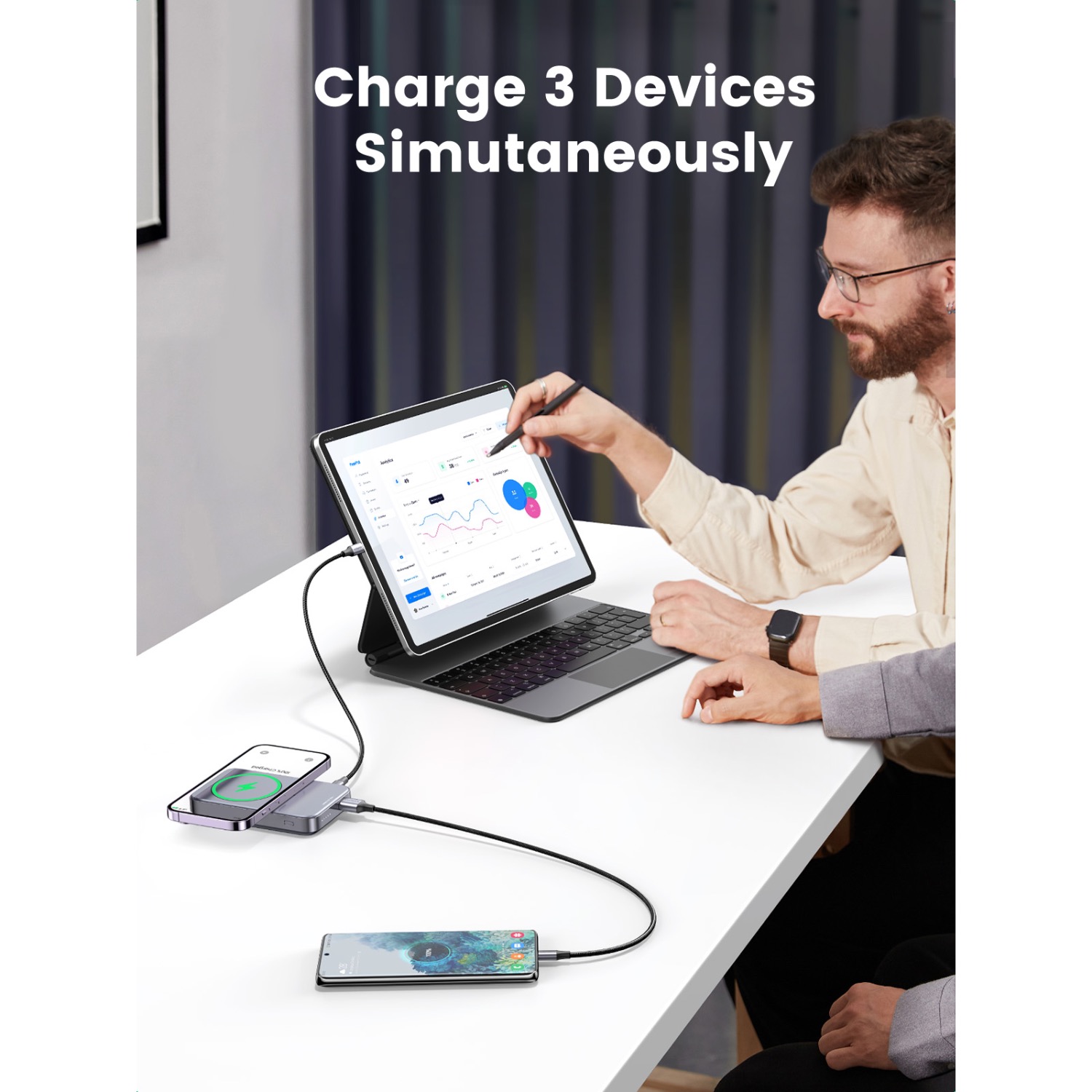 UGREEN Magnetic Wireless Power Bank With Kickstand 10000mAh - Grey - Image 18