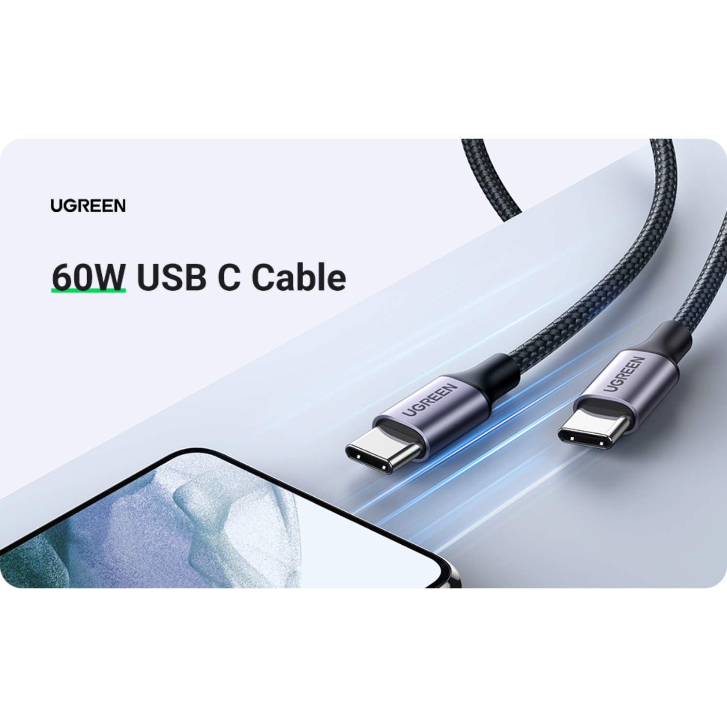 UGREEN Type-C To Type-C Cable 60W - 2 Metre - Image 10