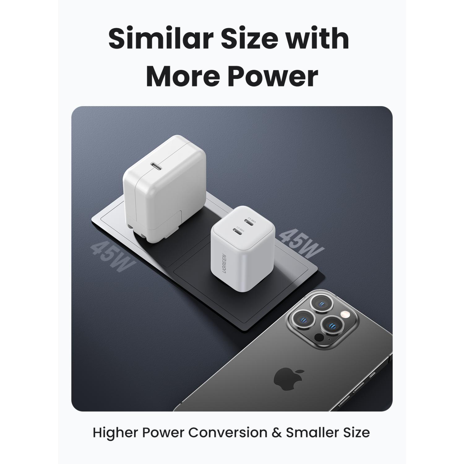 UGREEN 2 Port GaN PD Wall Charger 45W - White - Image 7