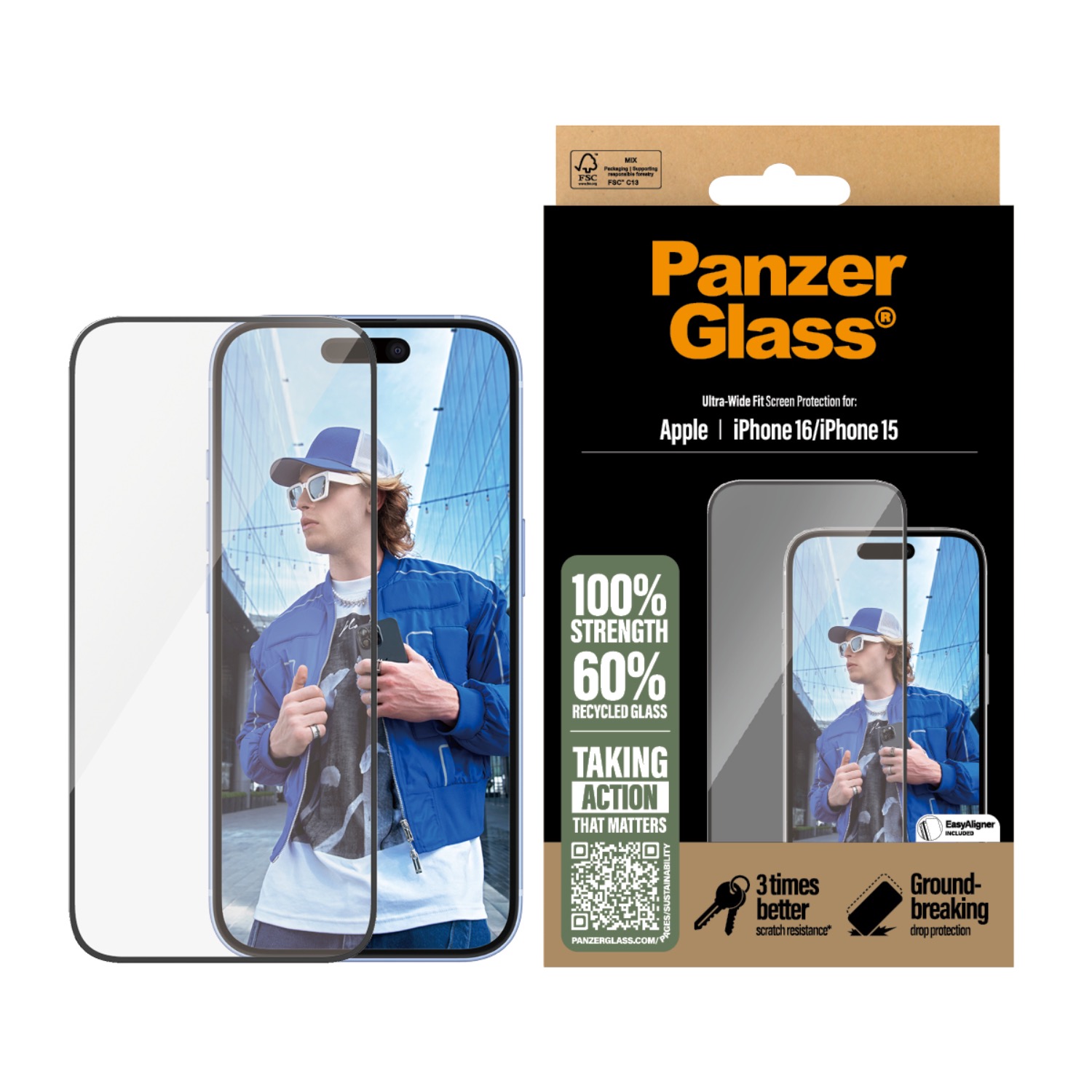 PanzerGlass Screen Protector Ultra Wide Fit - Apple iPhone 16 / iPhone 15 - Image 7