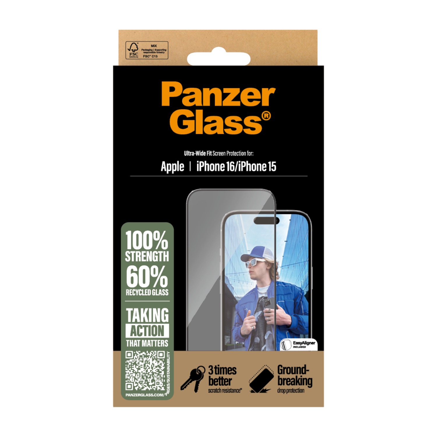 PanzerGlass Screen Protector Ultra Wide Fit - Apple iPhone 16 / iPhone 15 - Image 16