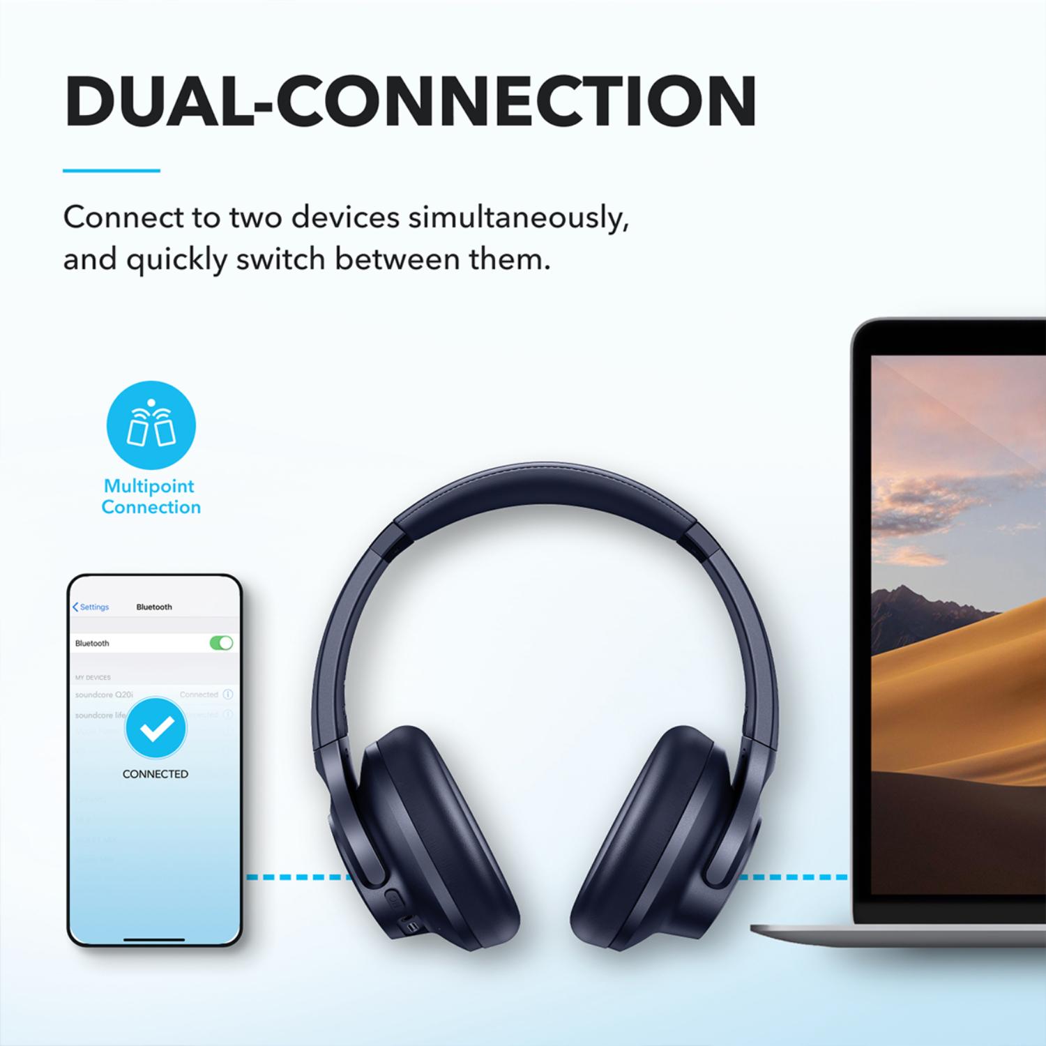 soundcore Q20i Hybrid Active Noise Cancelling Headphones - Blue - Image 63