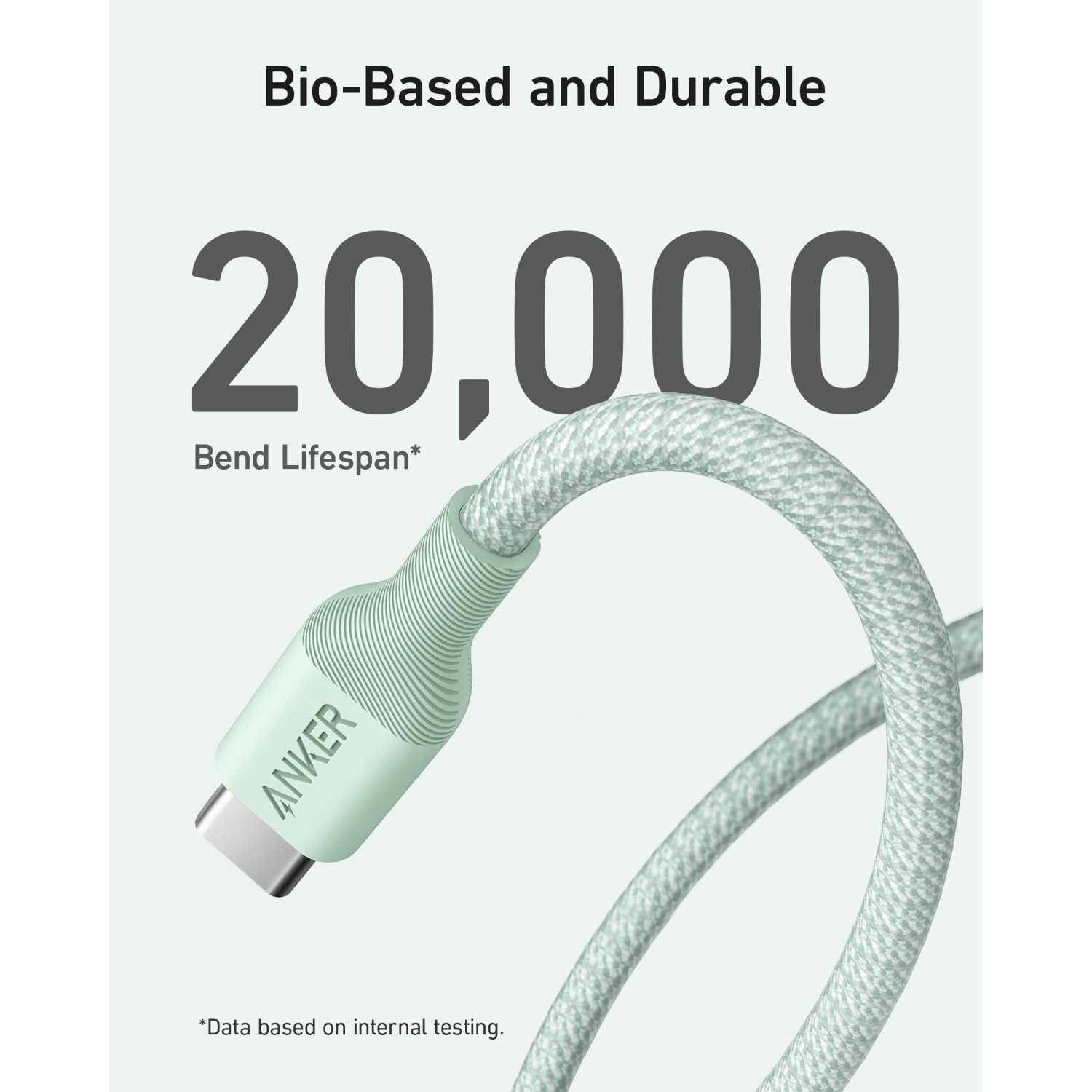 Anker 544 Bio-Based USB C-USB C Cable Fast Charging 140W 0.9M Cable - Green - Image 52