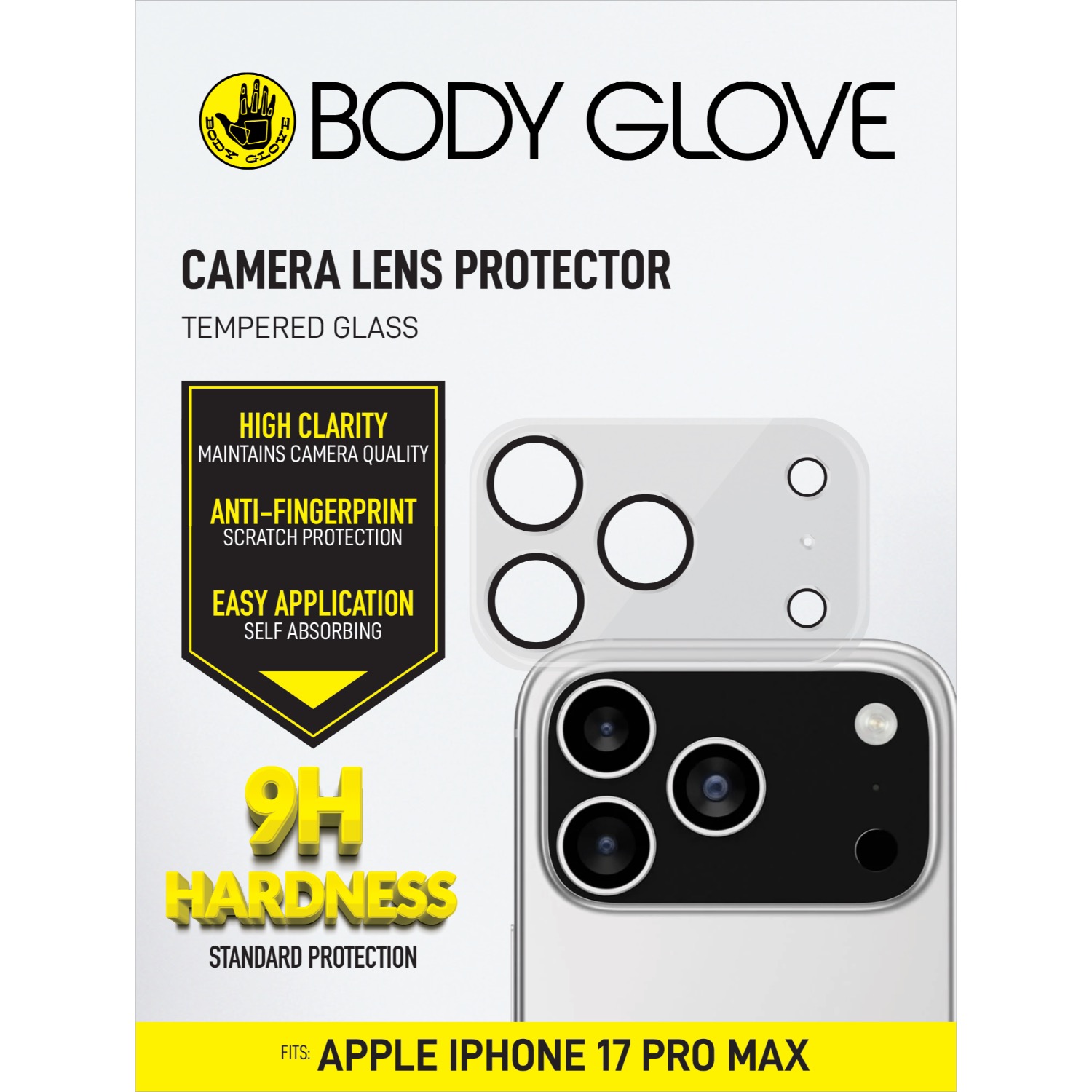 Body Glove Tempered Glass Camera Screen Protector - Apple iPhone 17 Pro Max - Black - Image 55