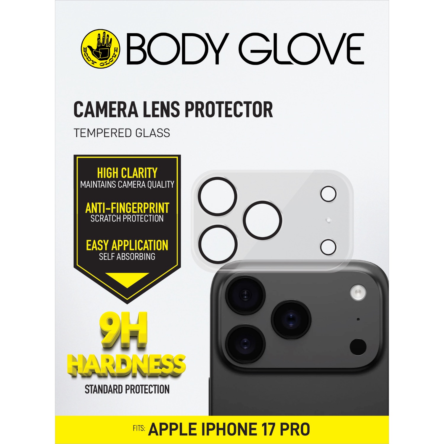 Body Glove Tempered Glass Camera Screen Protector - Apple iPhone 17 Pro - Black - Image 25