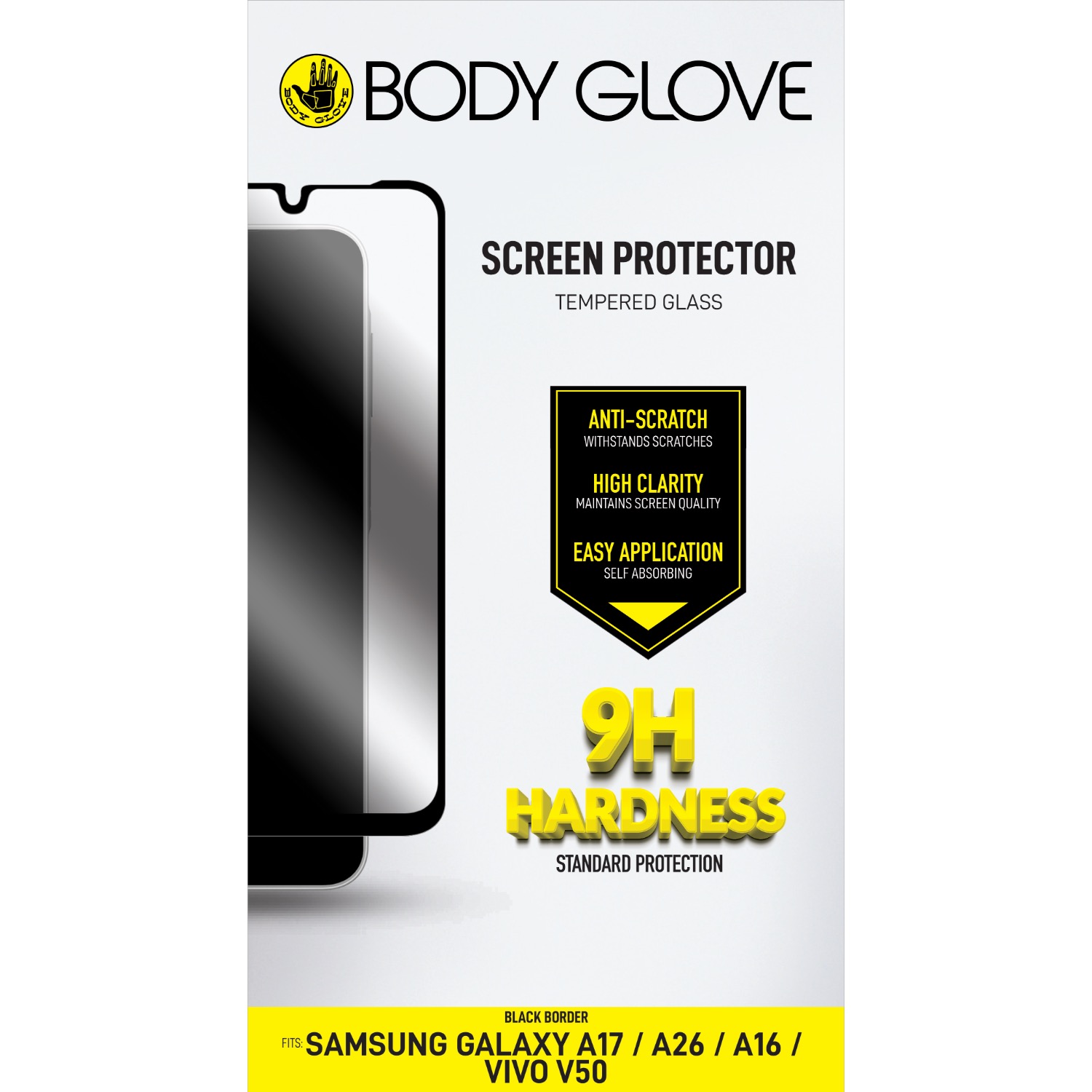 Body Glove Tempered Glass Screen Protector - Samsung Galaxy A17/A26/A16/VIVO V50 - Black Border - Image 12