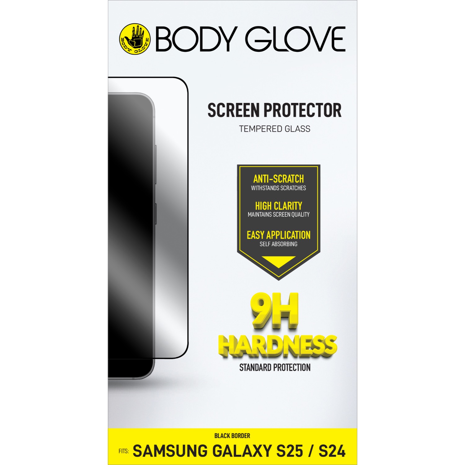 Body Glove Tempered Glass Screen Protector - Samsung Galaxy S25 - Black Border - Image 26