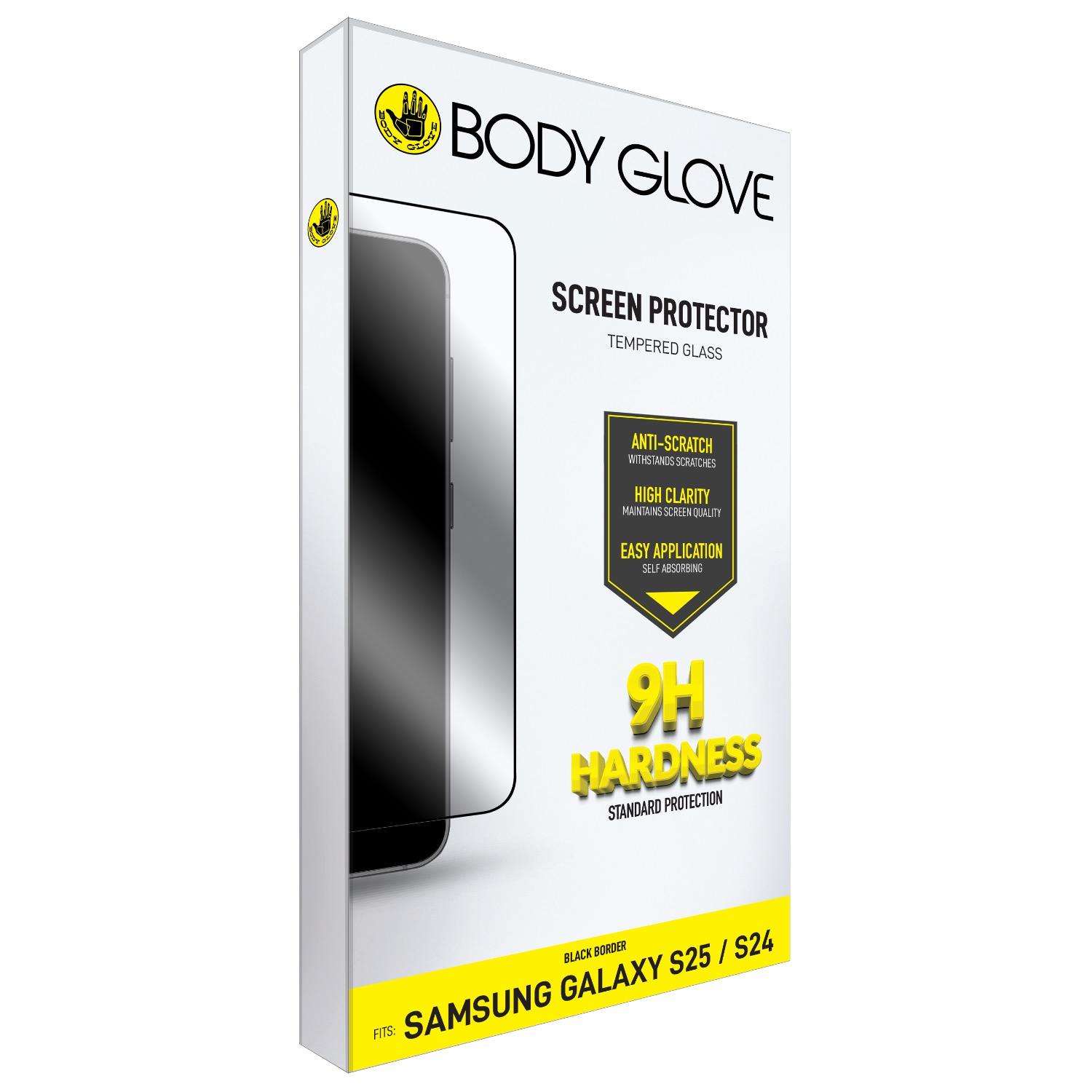 Body Glove Tempered Glass Screen Protector - Samsung Galaxy S25 - Black Border - Image 60