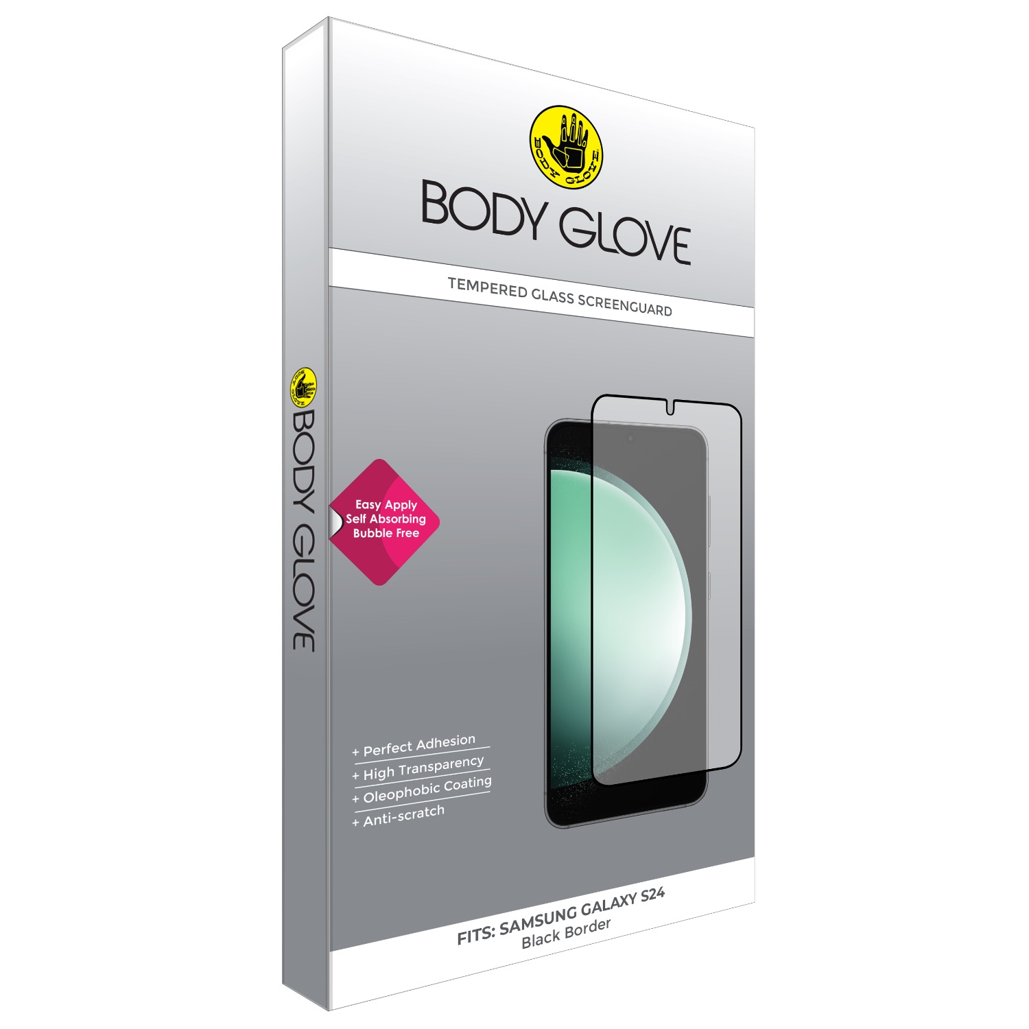 Body Glove Tempered Glass Screen Protector - Samsung Galaxy S24 - Black Border - Image 18