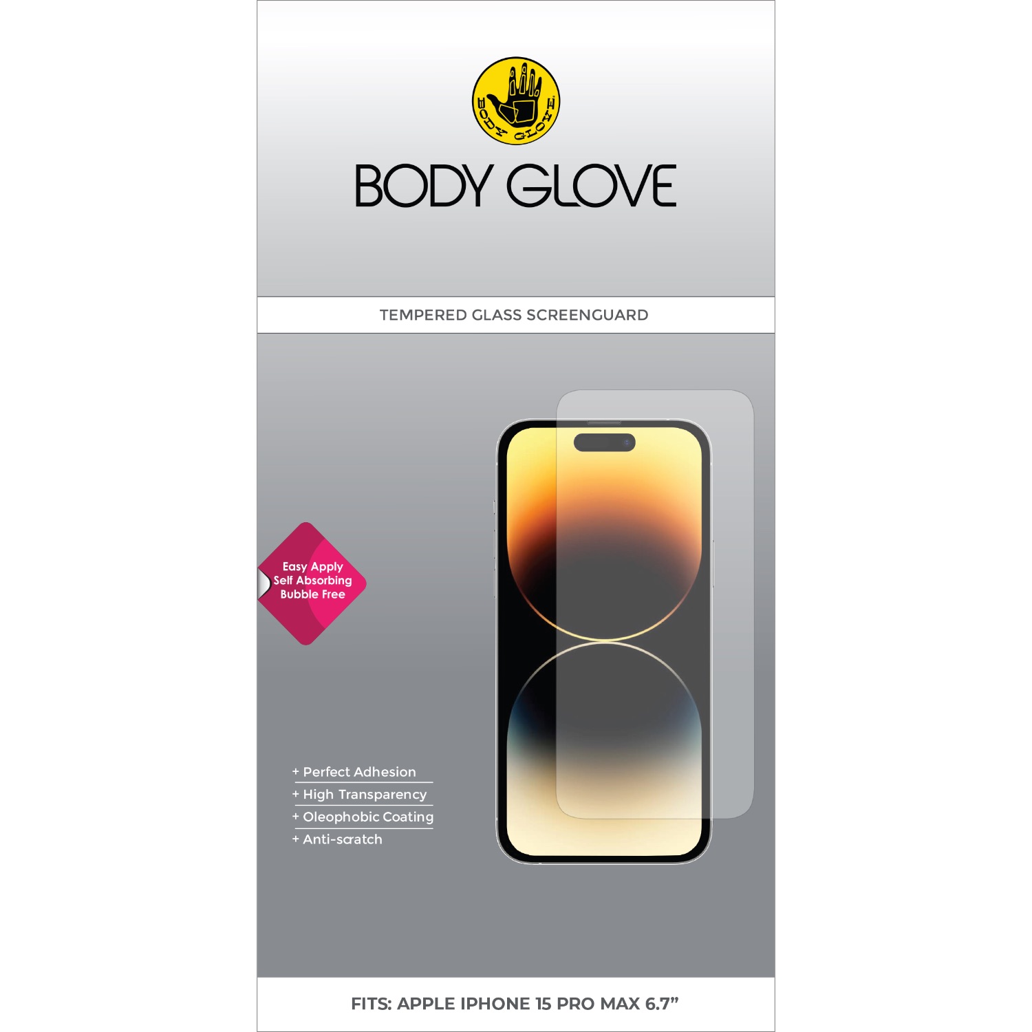 Body Glove Tempered Glass Screen Protector - Apple iPhone 15 Pro Max - Image 5