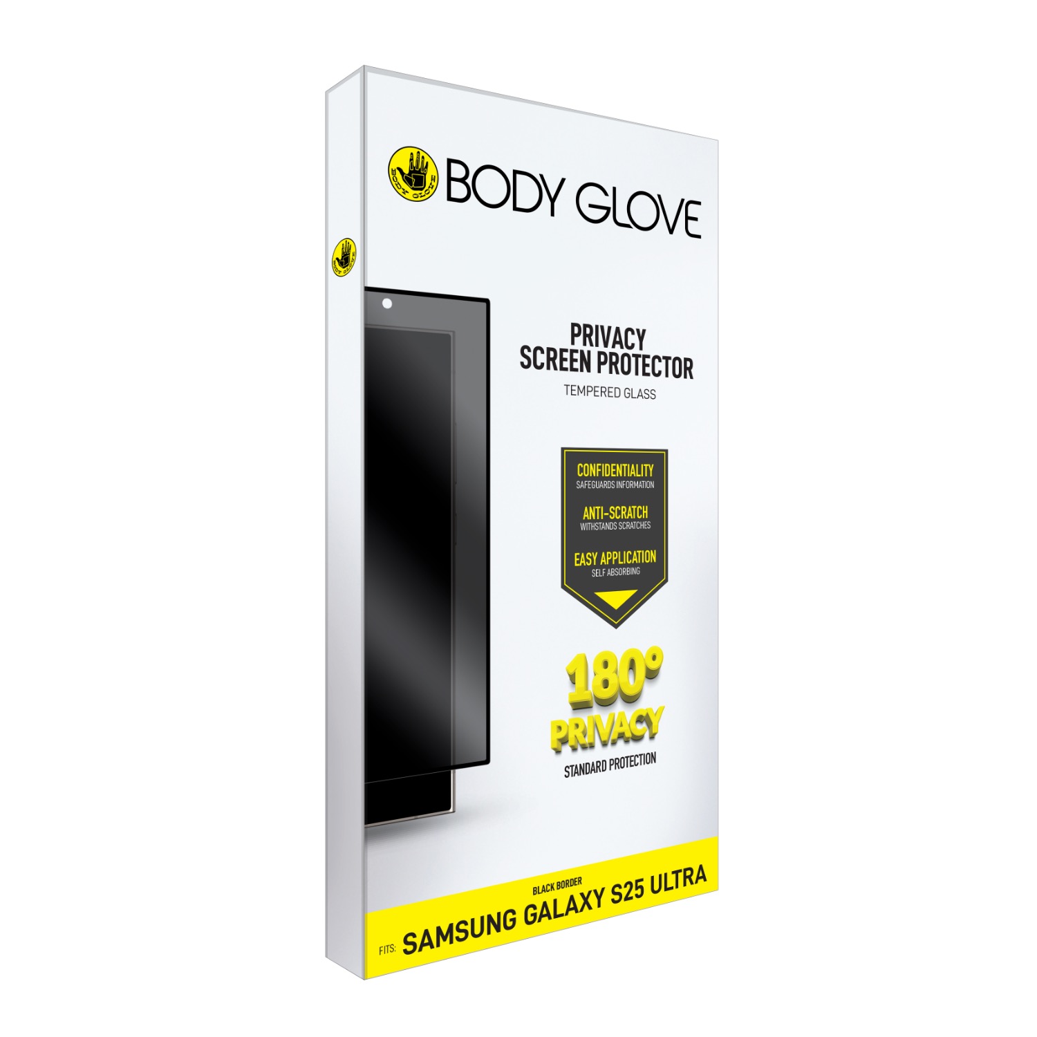 Body Glove Privacy Tempered Glass Screen Protector - Samsung Galaxy S25 Ultra - Black Border - Image 55