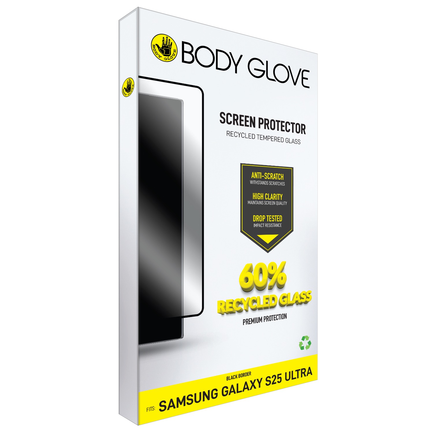 Body Glove Recycled Tempered Glass Screen Protector - Samsung Galaxy S25 Ultra - Black Border - Image 28