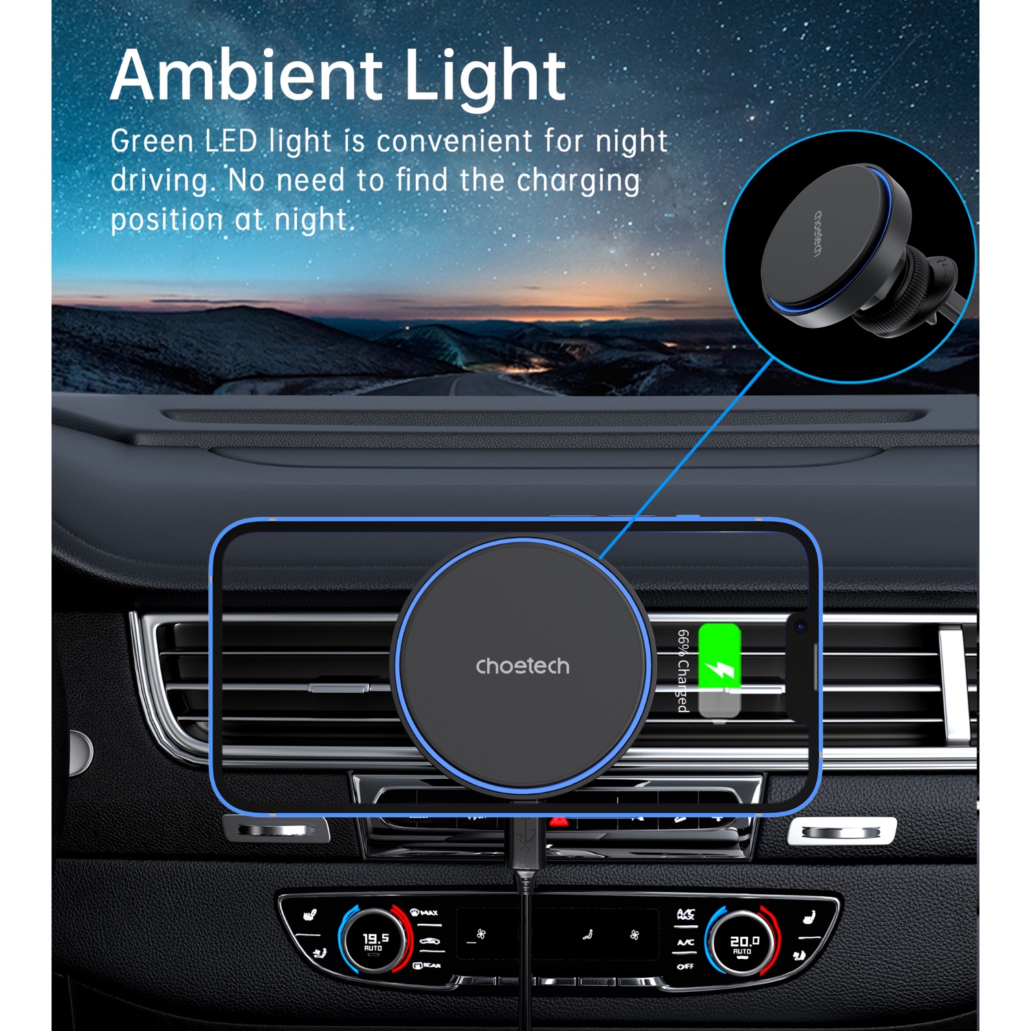 Choetech Magnetic Wireless Car Charger T205-F 15W - Black - Image 98