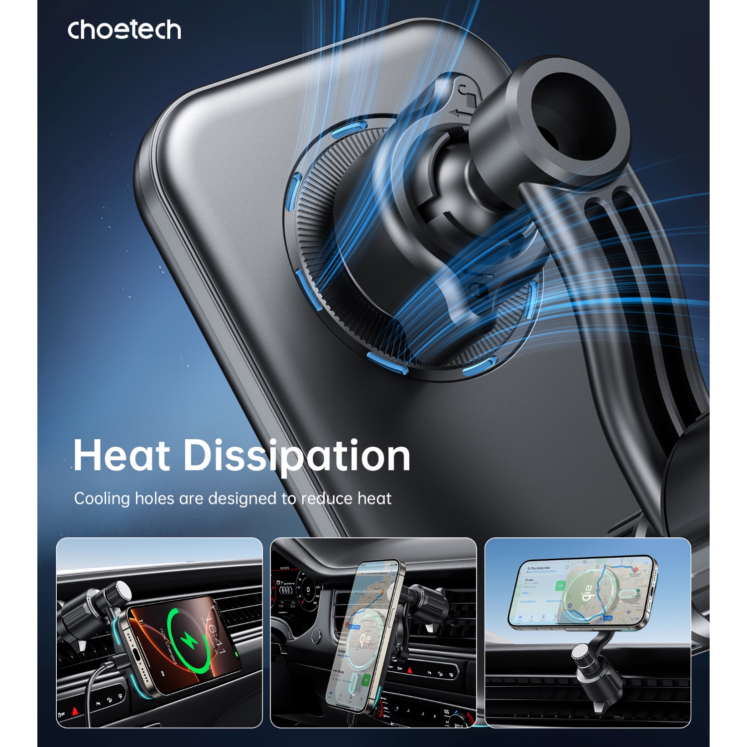 Choetech Magnetic Wireless Car Charger T231-F 15W - Black - Image 43