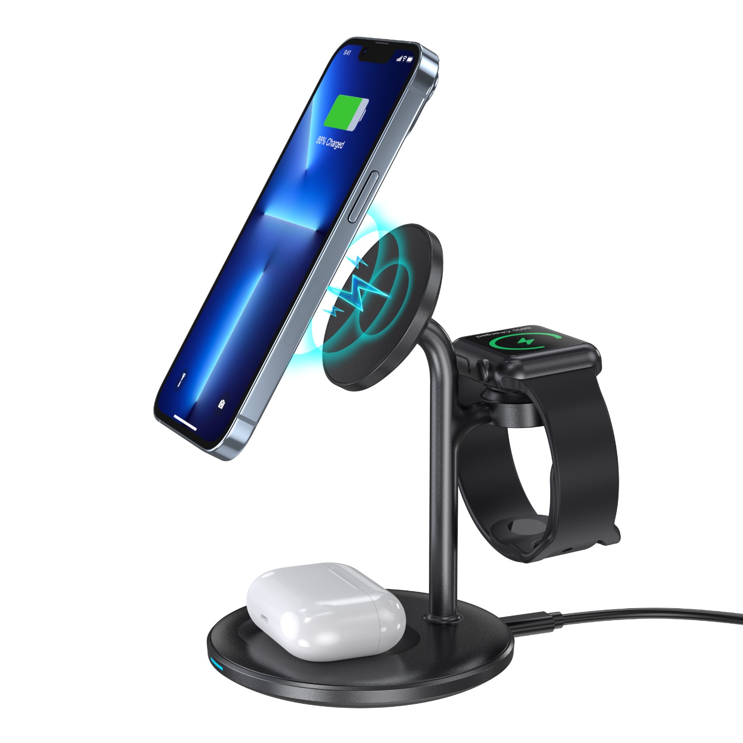 Choetech Fast Wireless 3 In 1 Magnetic Charging Stand T585-F 15W - Black - Image 42