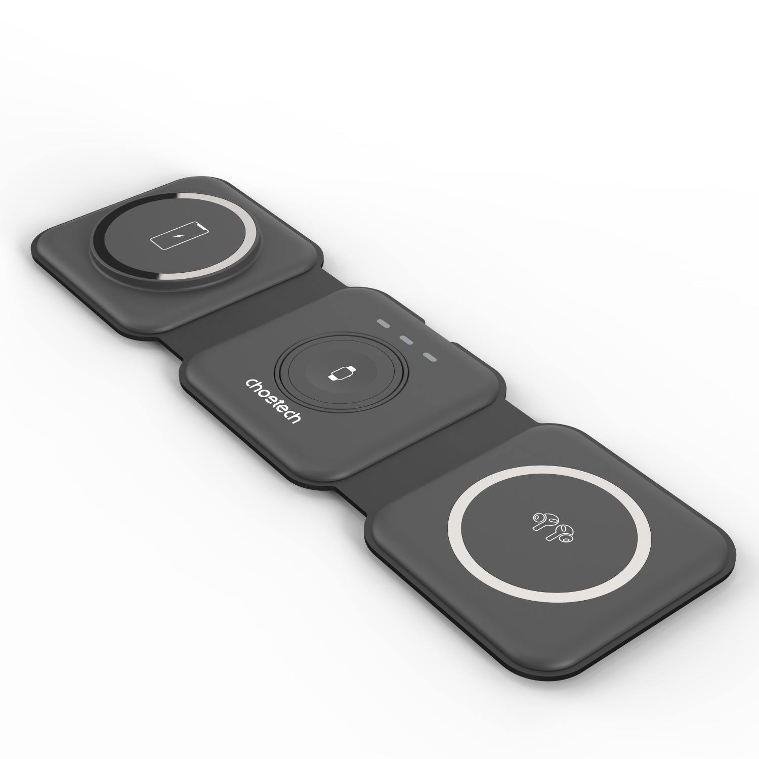 Choetech Foldable 3-in-1 Magnetic Wireless Travel Charger T588-F 15W - Black - Image 50