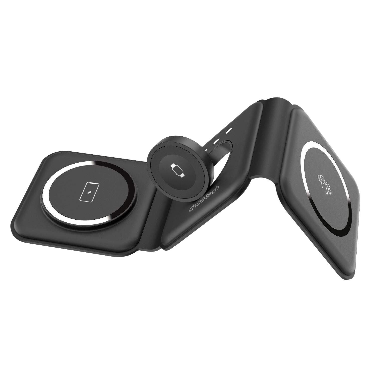 Choetech Foldable 3-in-1 Magnetic Wireless Travel Charger T588-F 15W - Black - Image 100