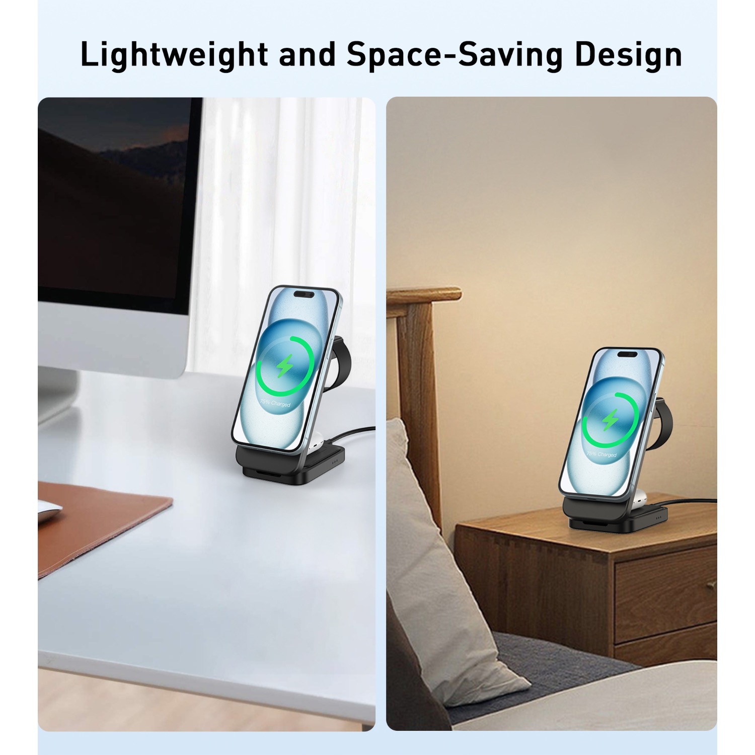 Choetech Fast Wireless 3 In 1 Magnetic Charging Stand T611-F 15W - Black - Image 108