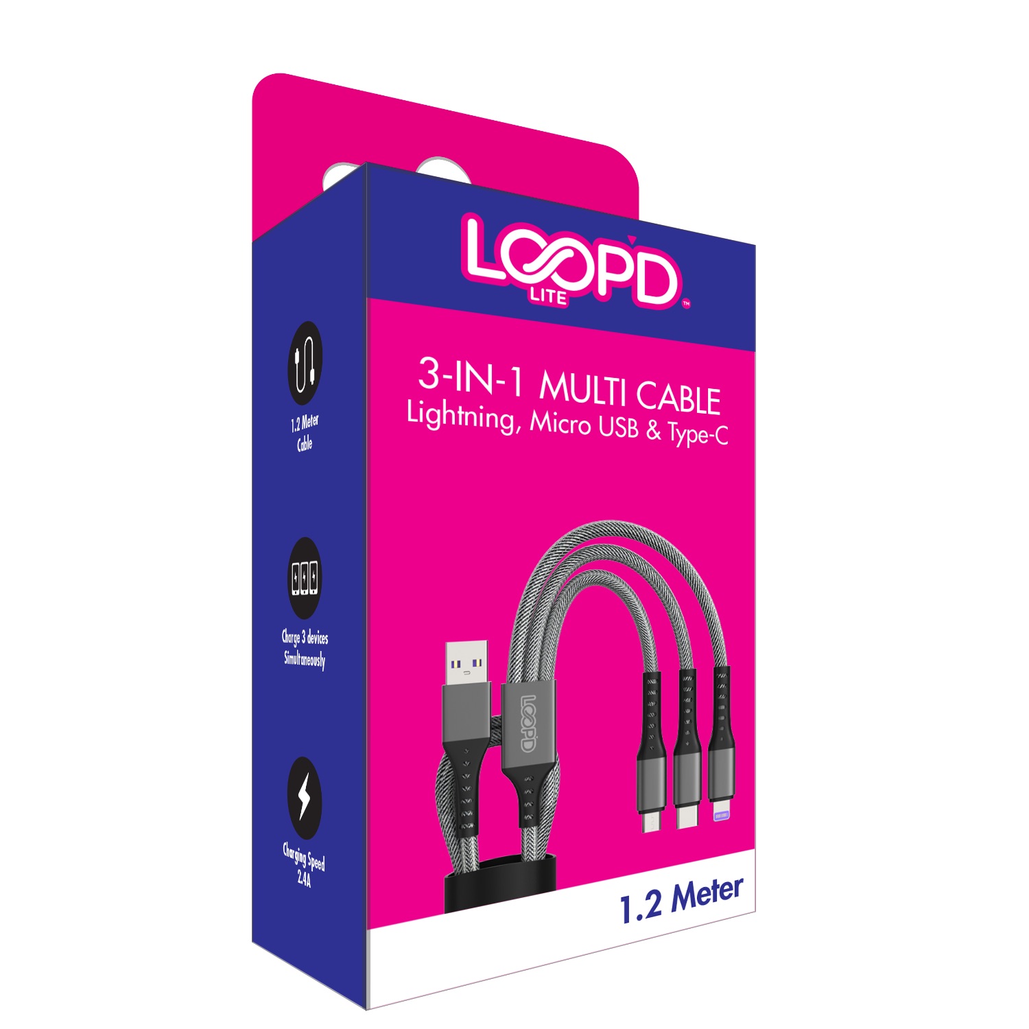 LOOPD Lite 3 in 1 Multi Cable - 1.2 Metre - Image 48