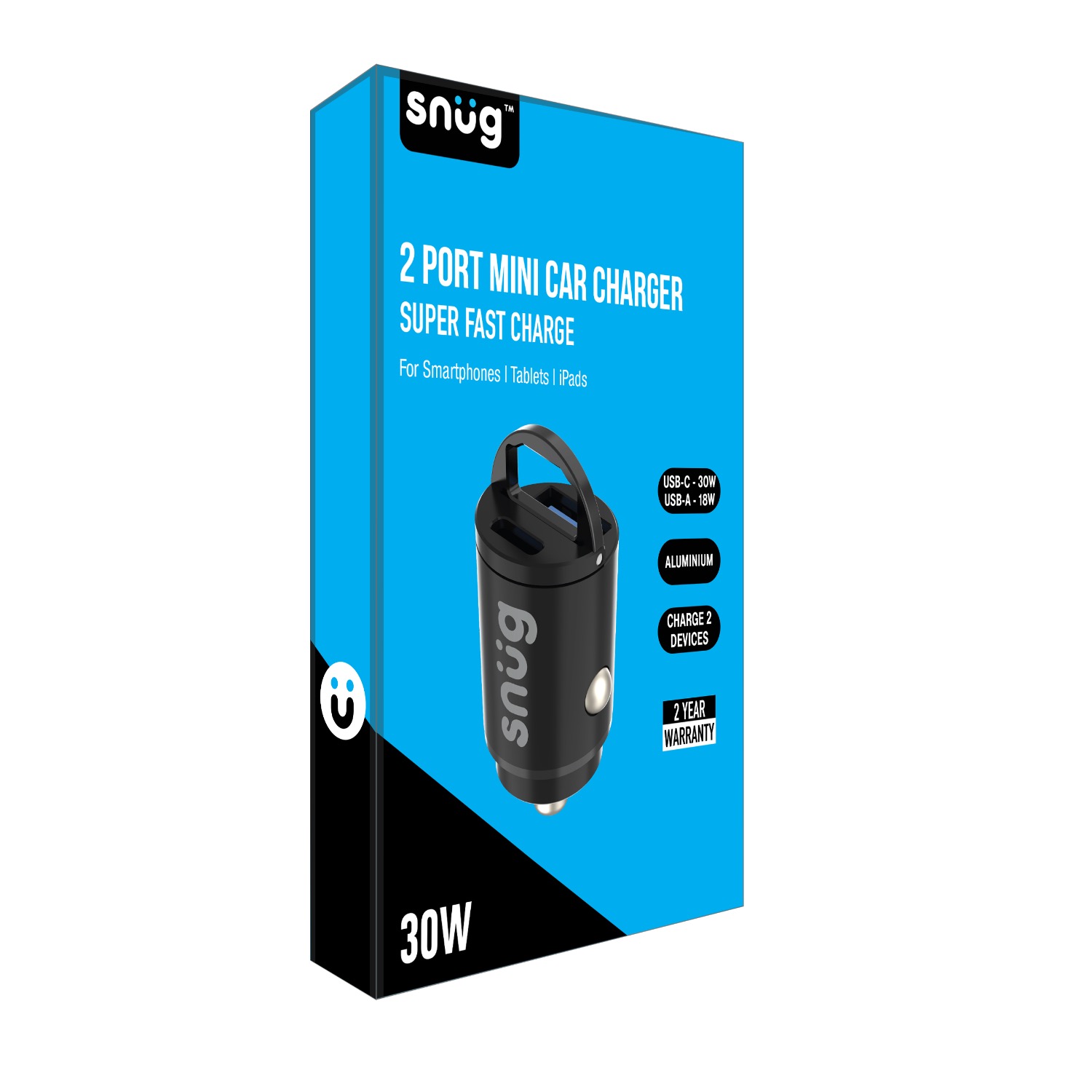 Snug Dual Port Mini Car Charger PD/USB 30W - Black - Image 63