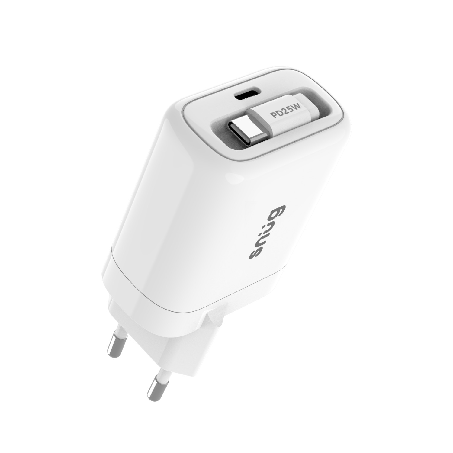 Snug 1 Port PD Charger With Retractable Cable - 25W - White - Image 49