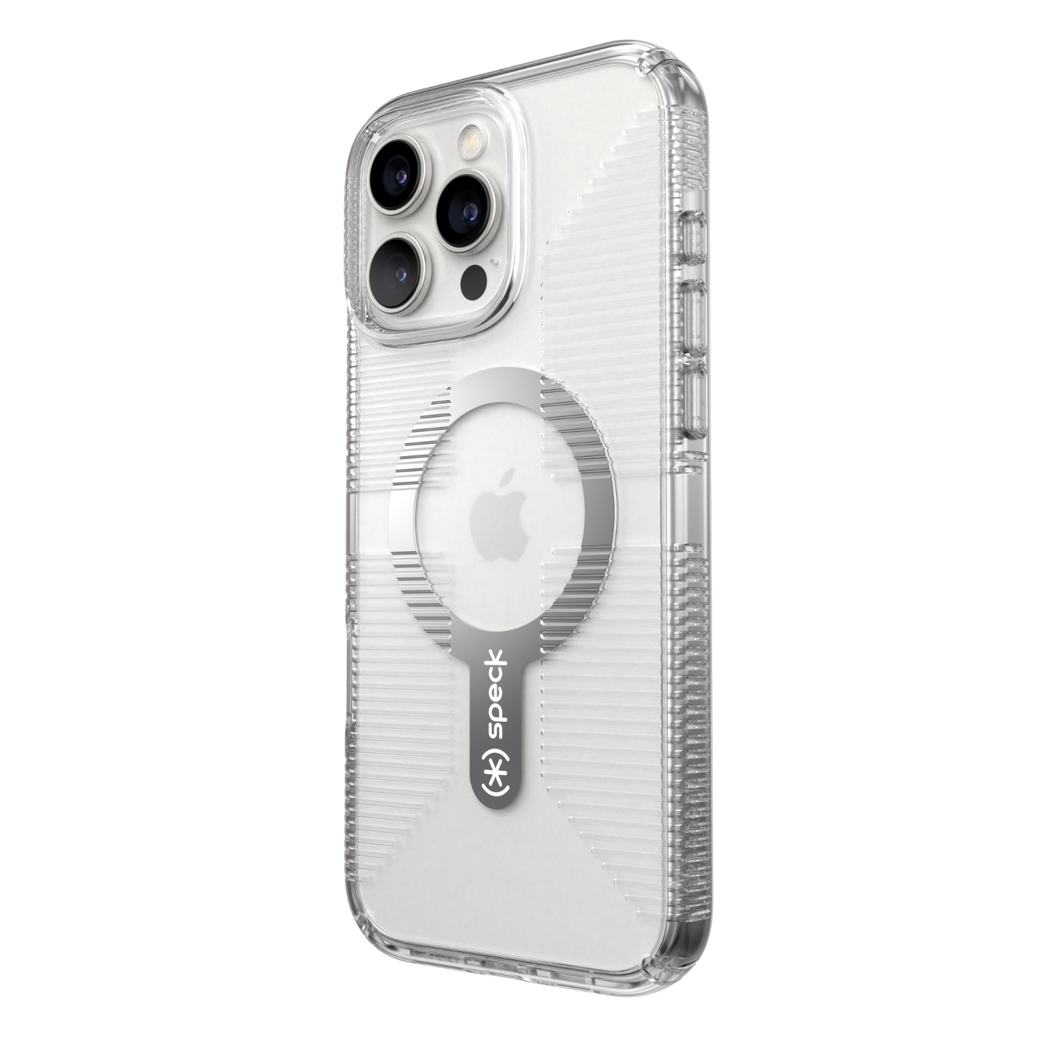 Speck Gemshell Grip MagSafe Case - Apple iPhone 16 Pro Max - Clear & Chrome - Image 38