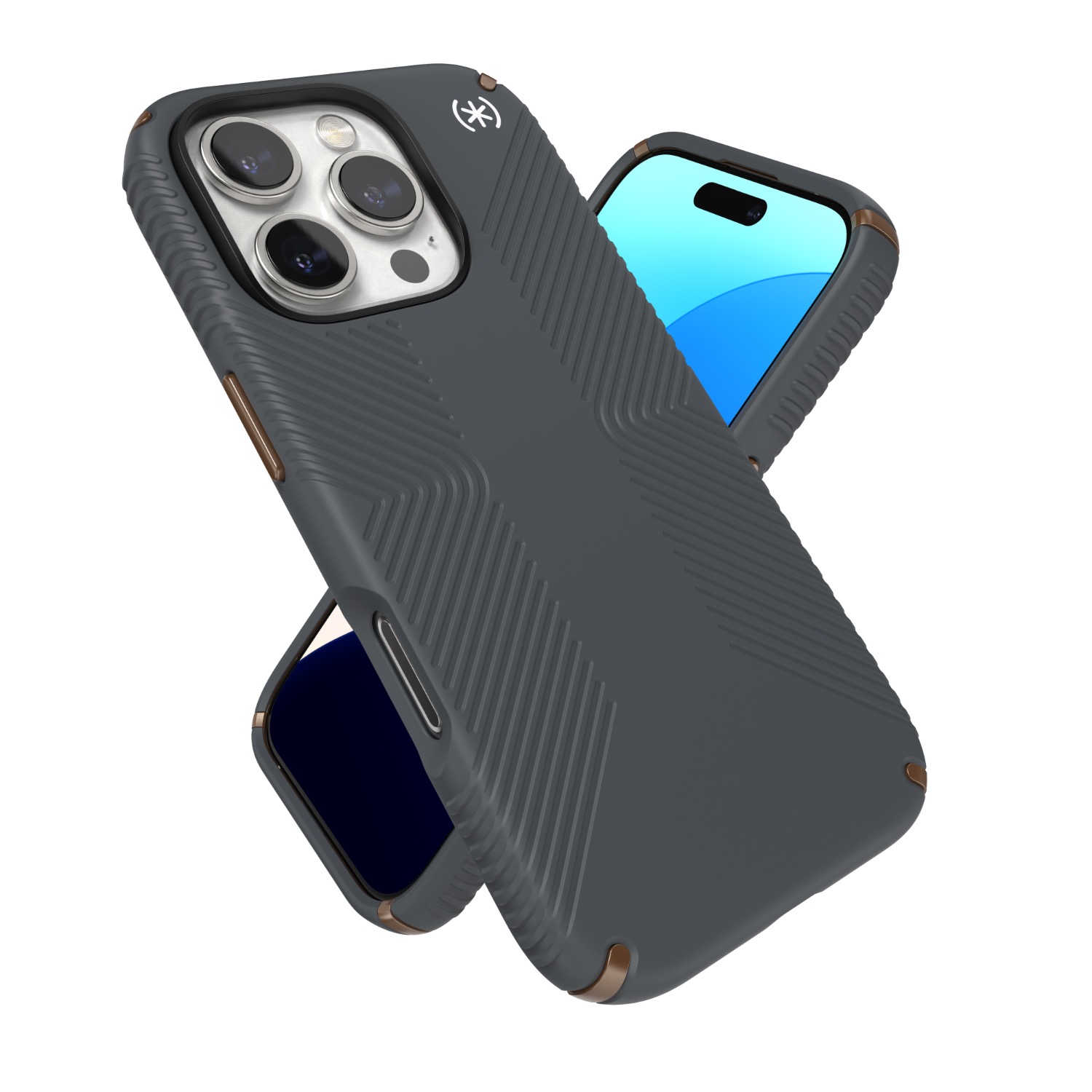 Speck Presidio2 Grip Case - Apple iPhone 16 Pro - Charcoal Grey & Cool Bronze - Image 51