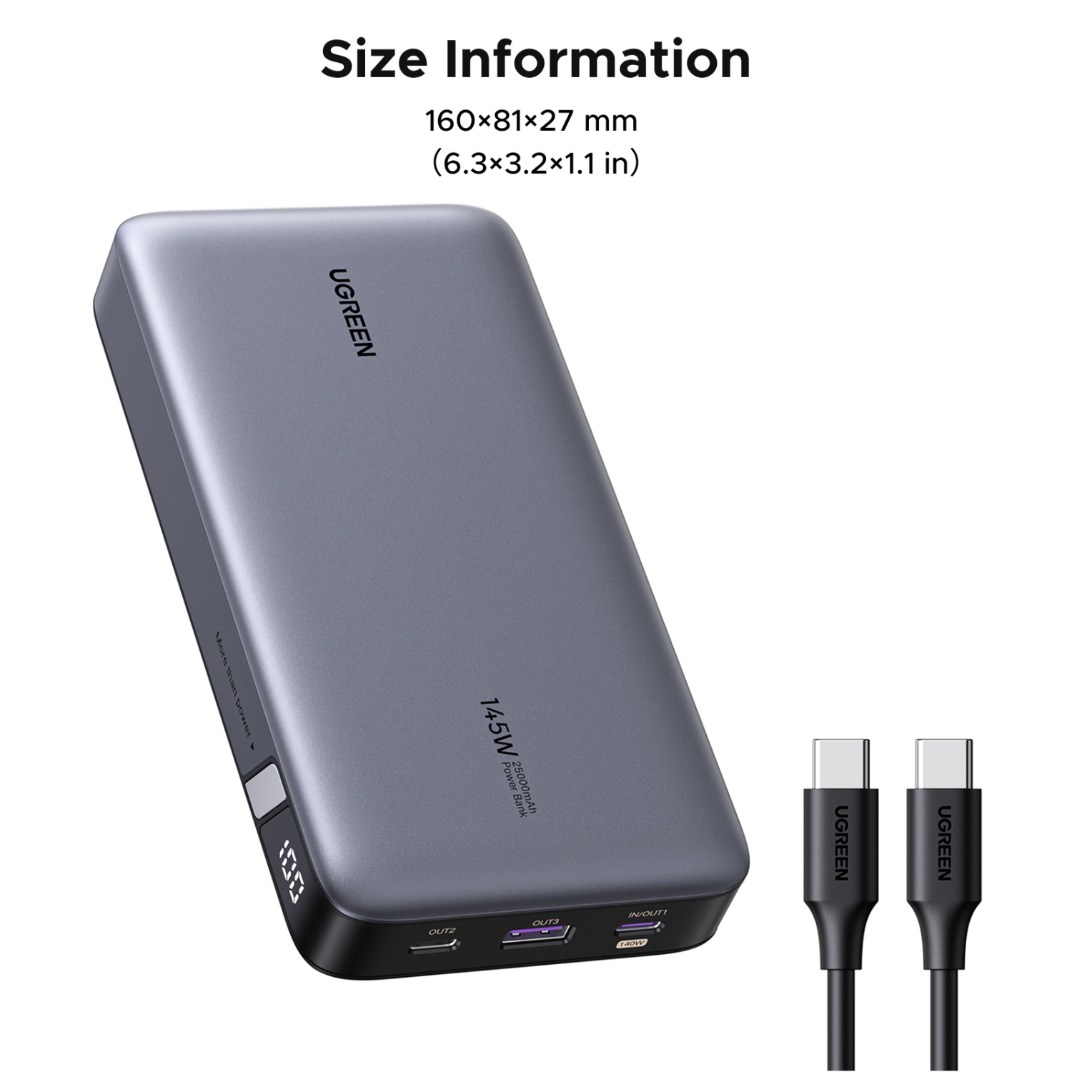 UGREEN PD Power Bank 25000mAh 145W - Grey - Image 74