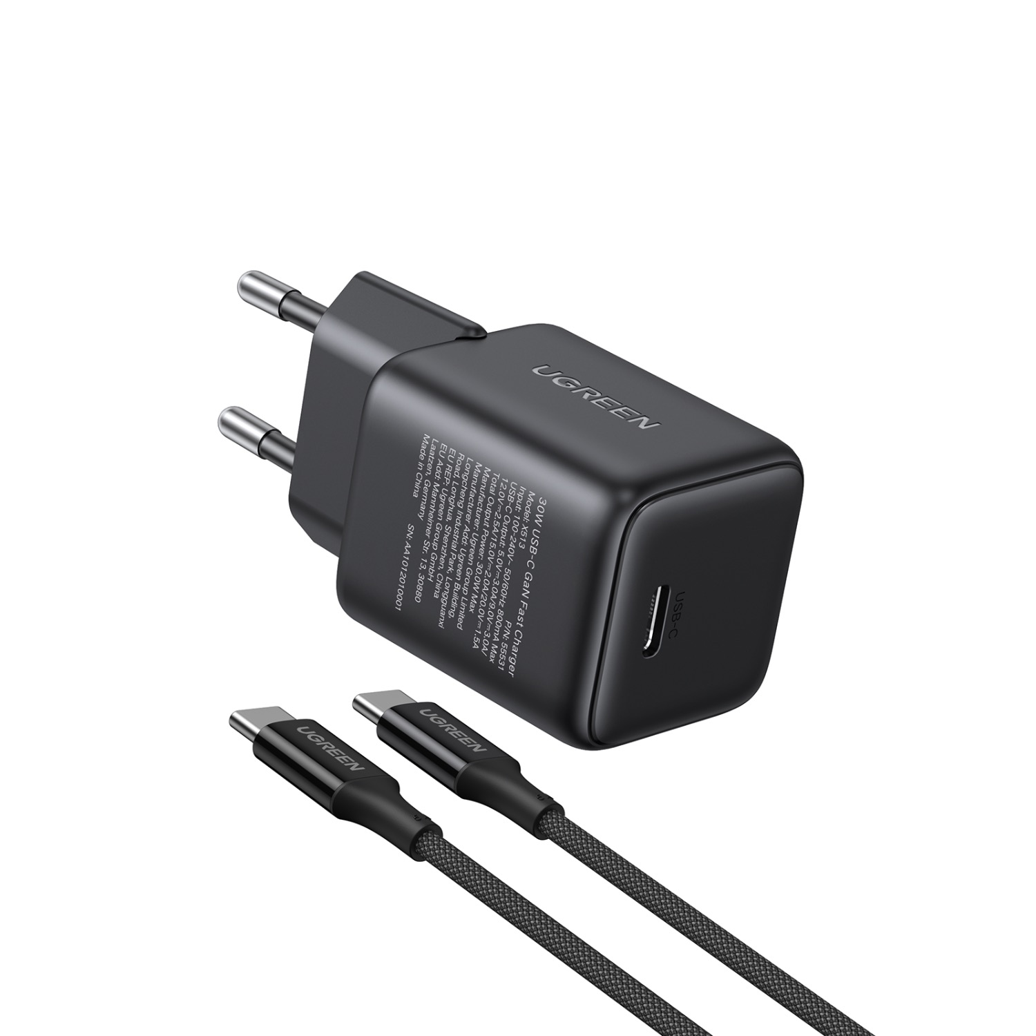 UGREEN 1 Port PD Wall Charger With Cable - 30W - Black - Image 79