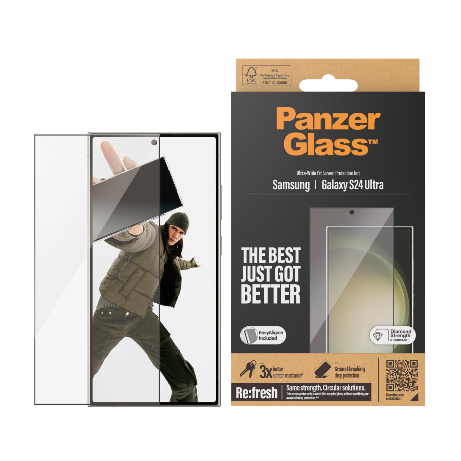 PanzerGlass Screen Protector Ultra Wide Fit With EasyAligner - Samsung Galaxy 24 Ultra - Black - Image 43